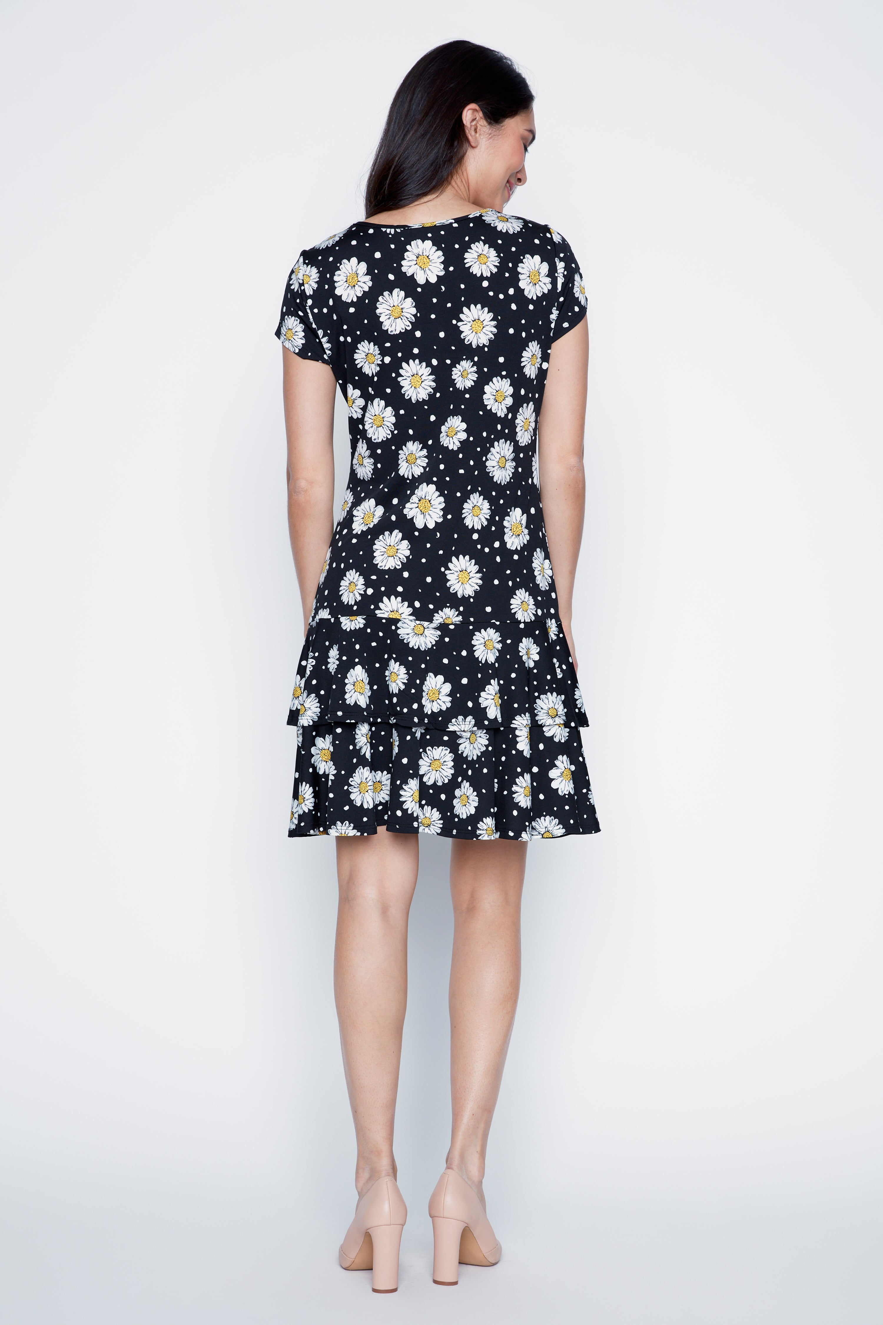 Dots and daisy design ruffle dress
