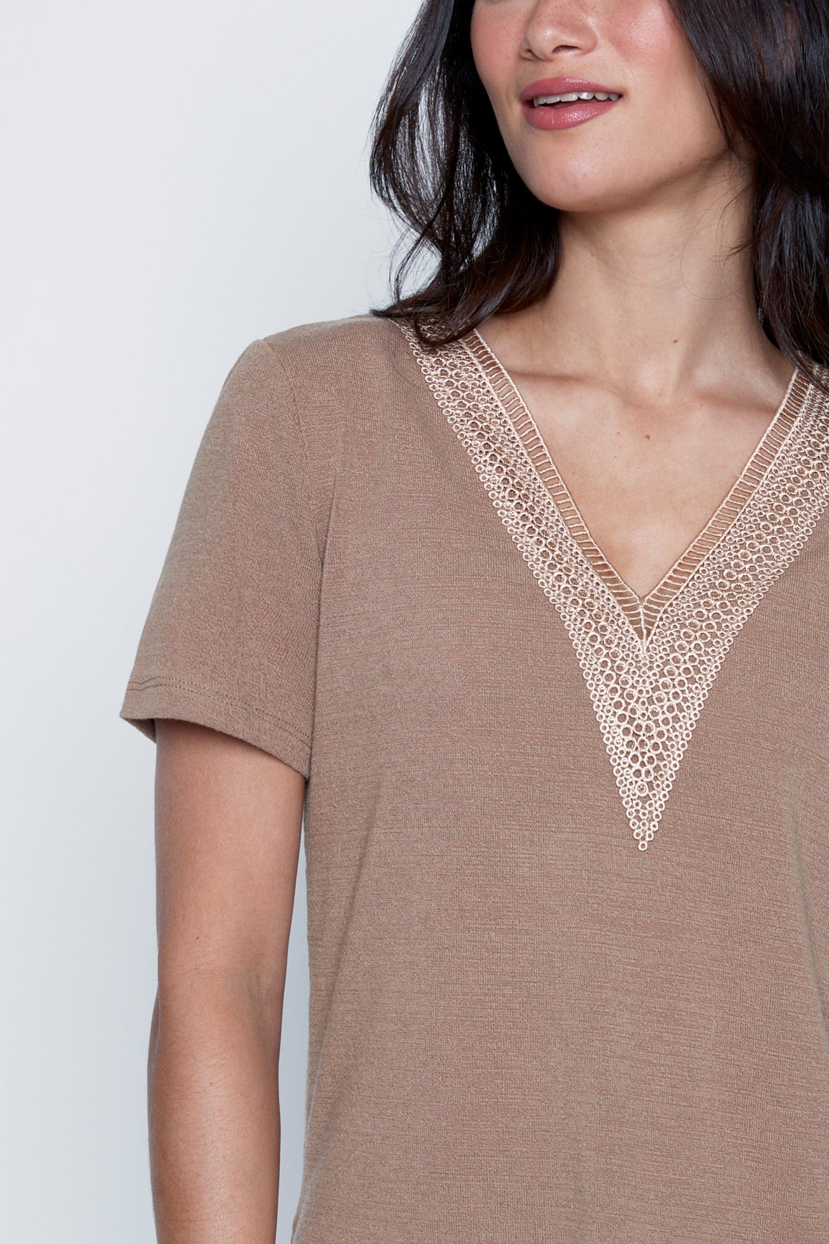 Solid crochet neck top