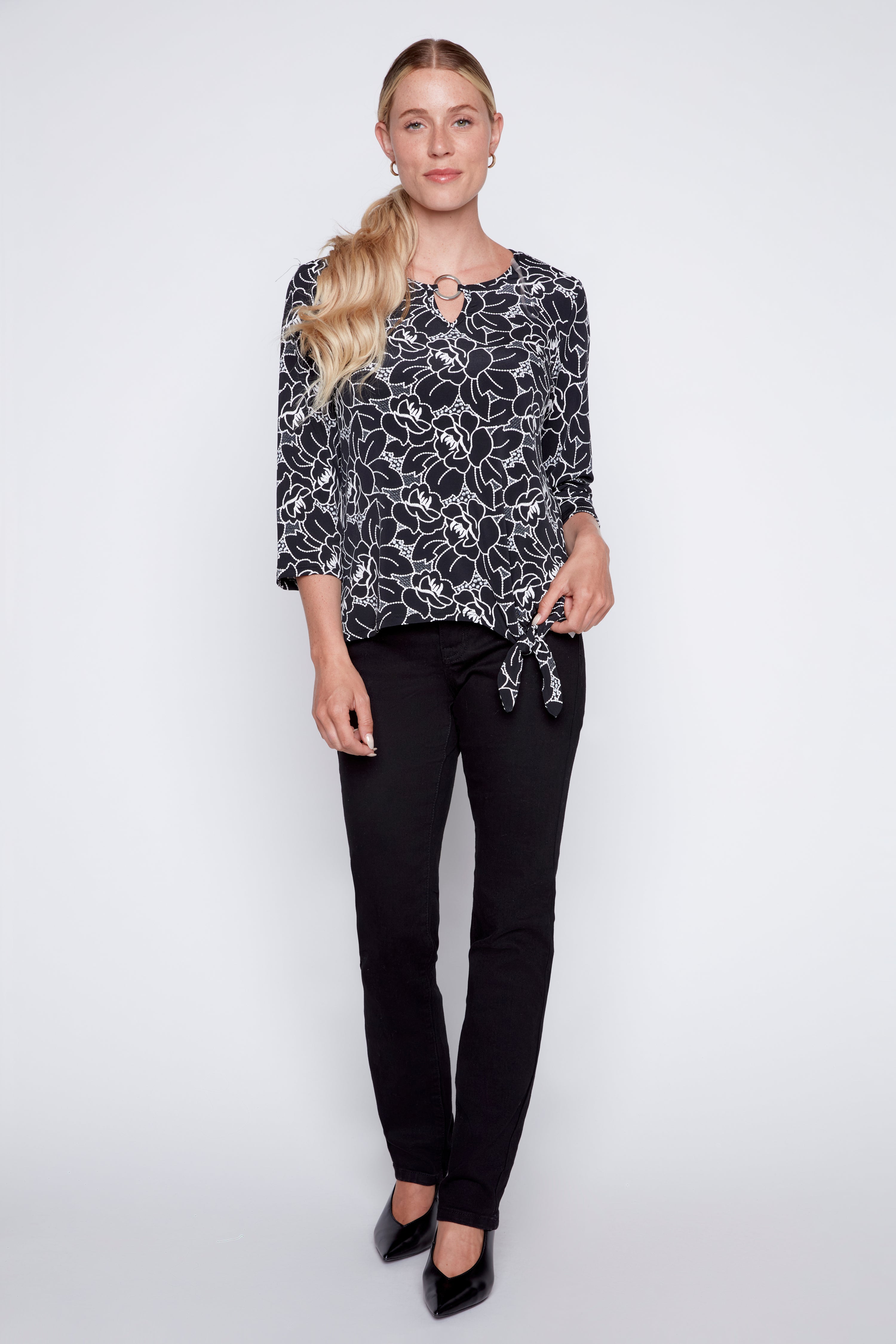 Floral knot detail top