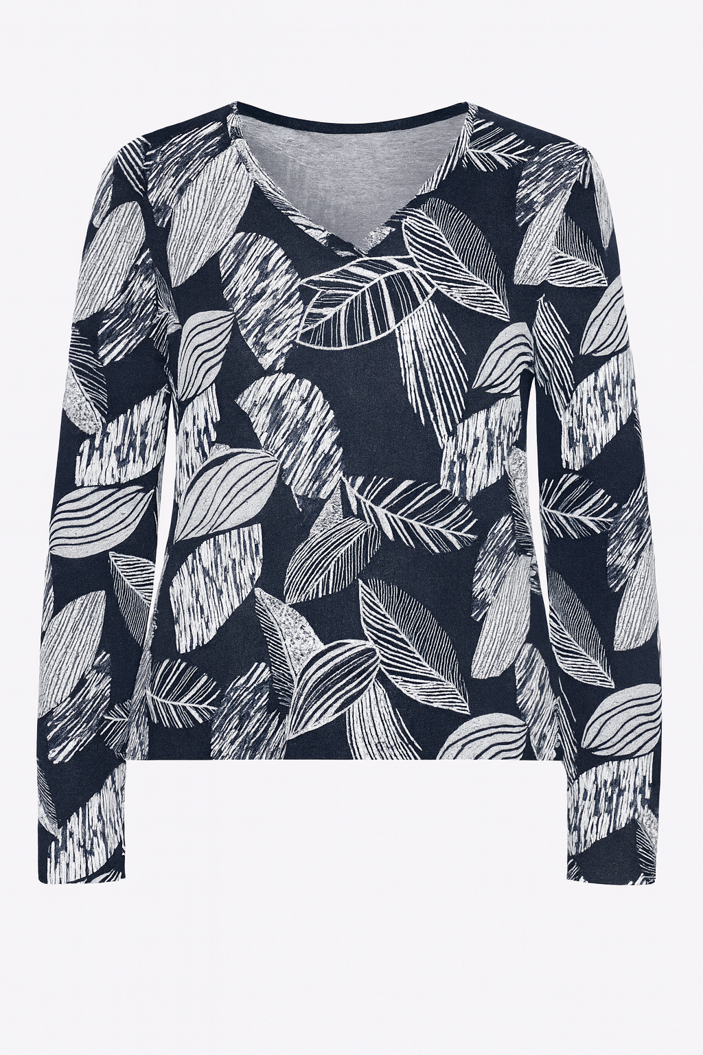 Puff leaf print knit top