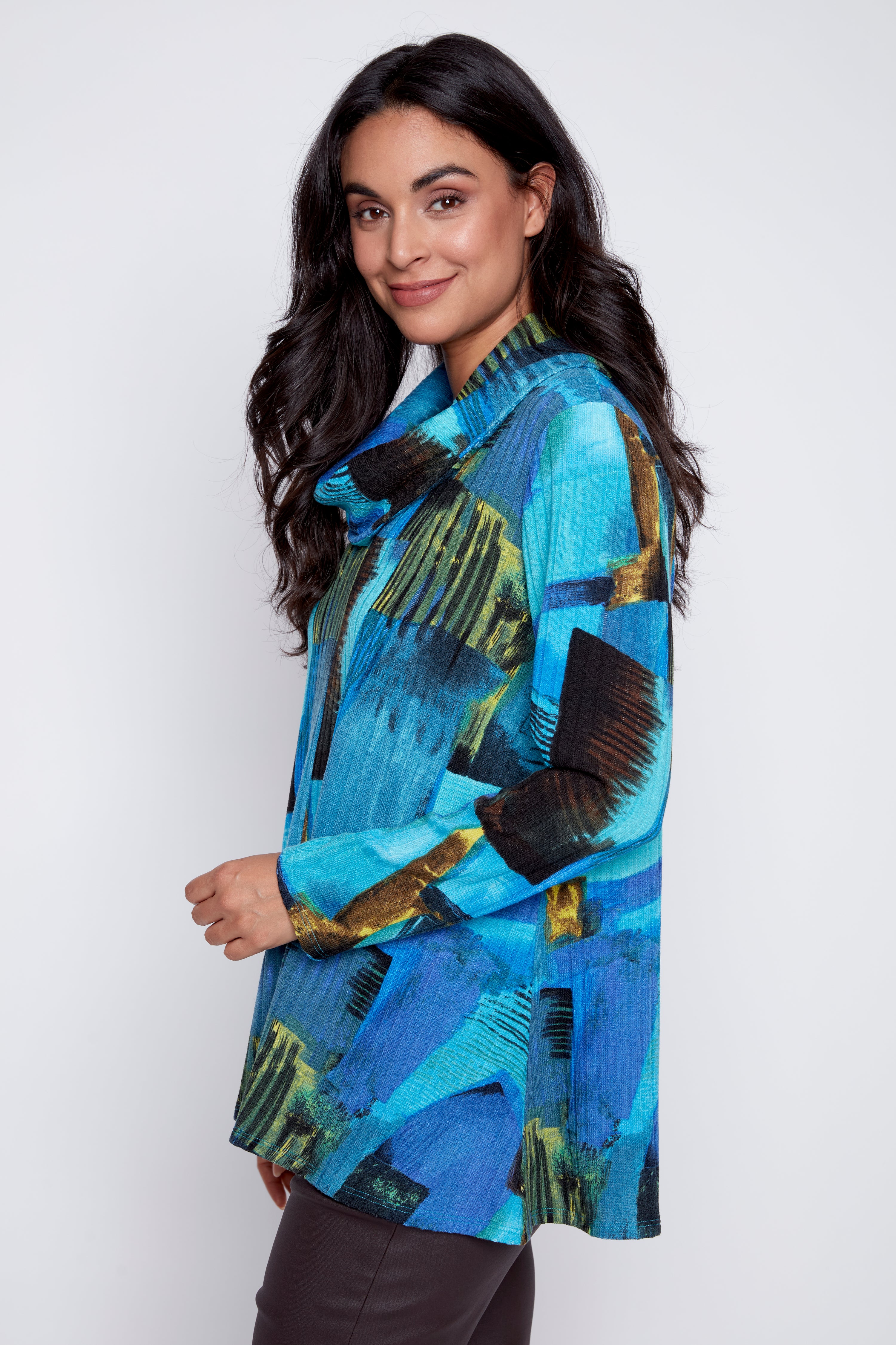 La tunique en maille côtelée imprimée