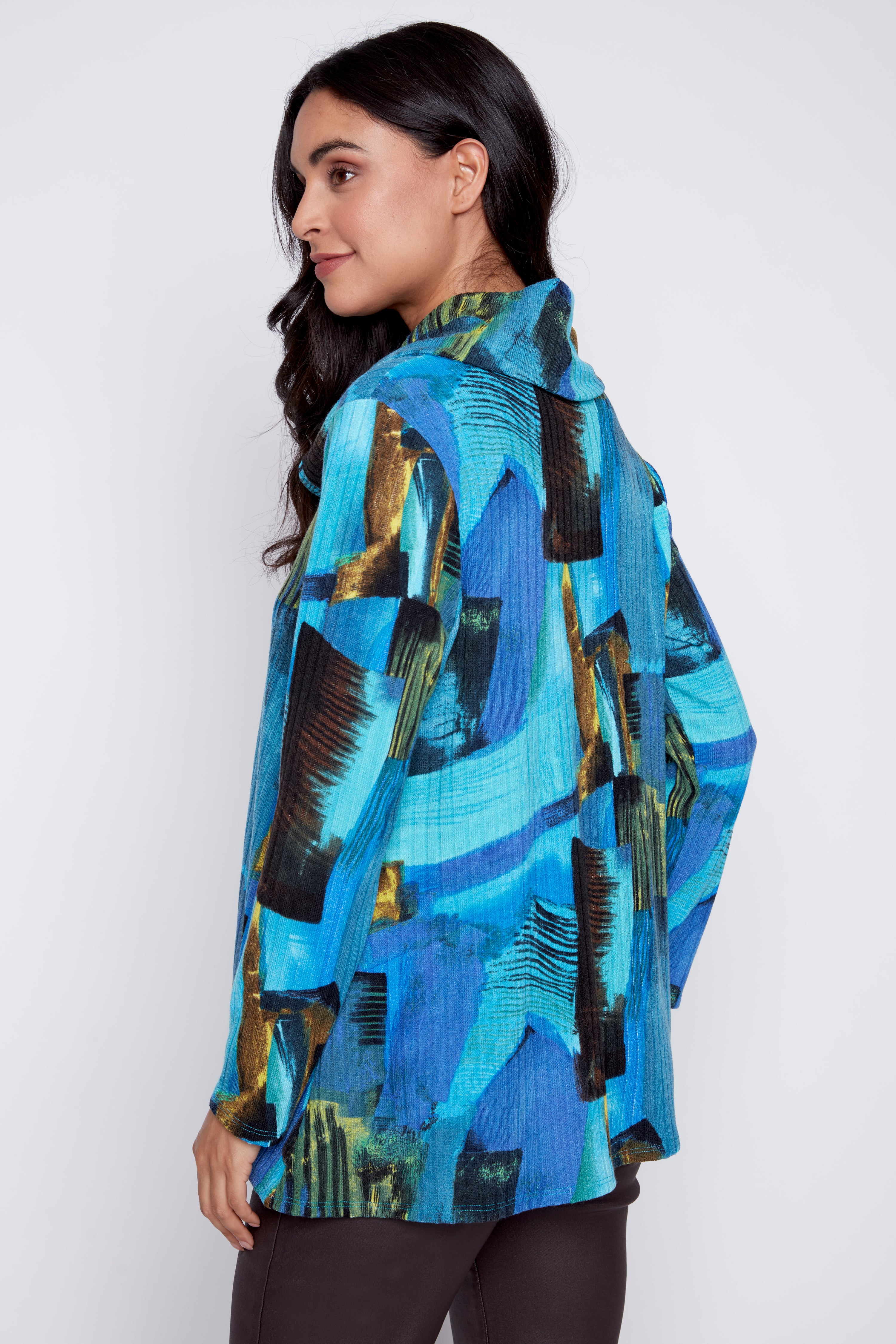 La tunique en maille côtelée imprimée