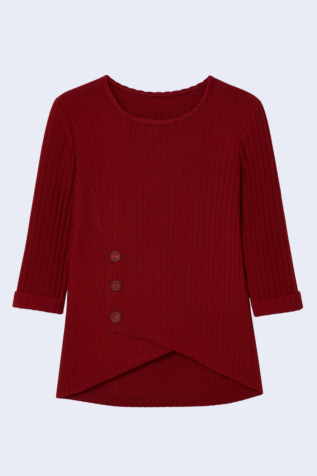 Asymmetric front button detail top