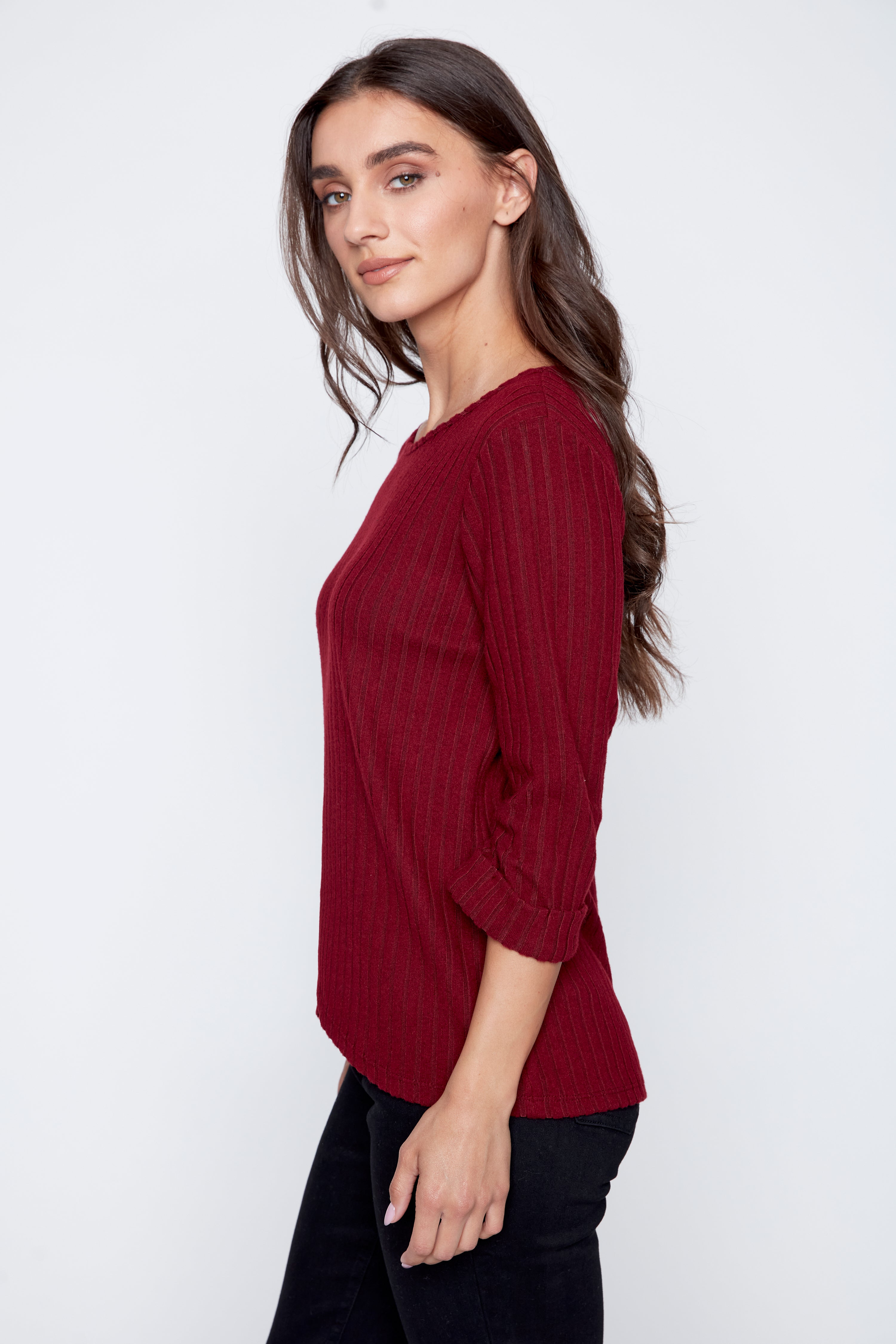 Asymmetric front button detail top