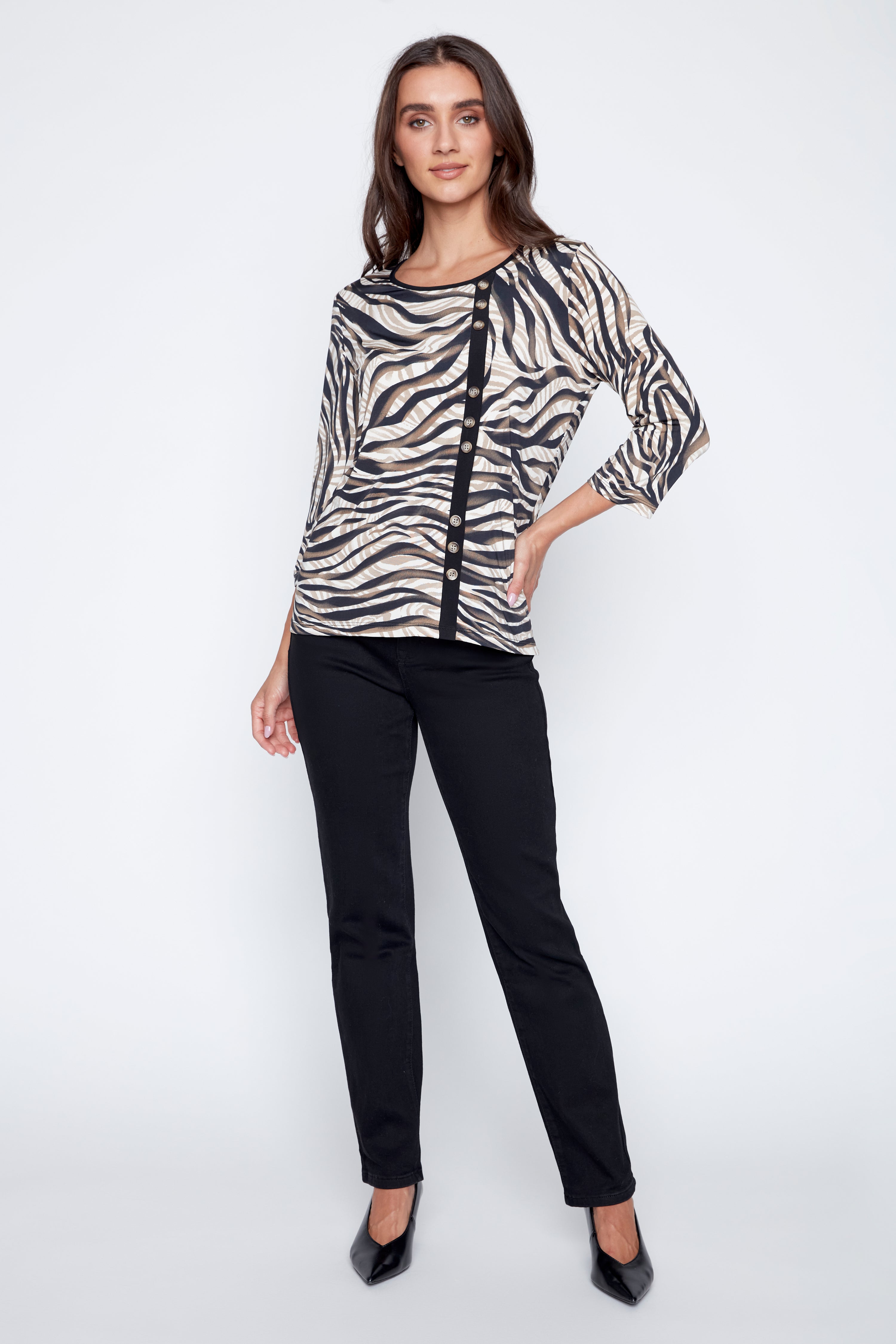 Zebra print knit top