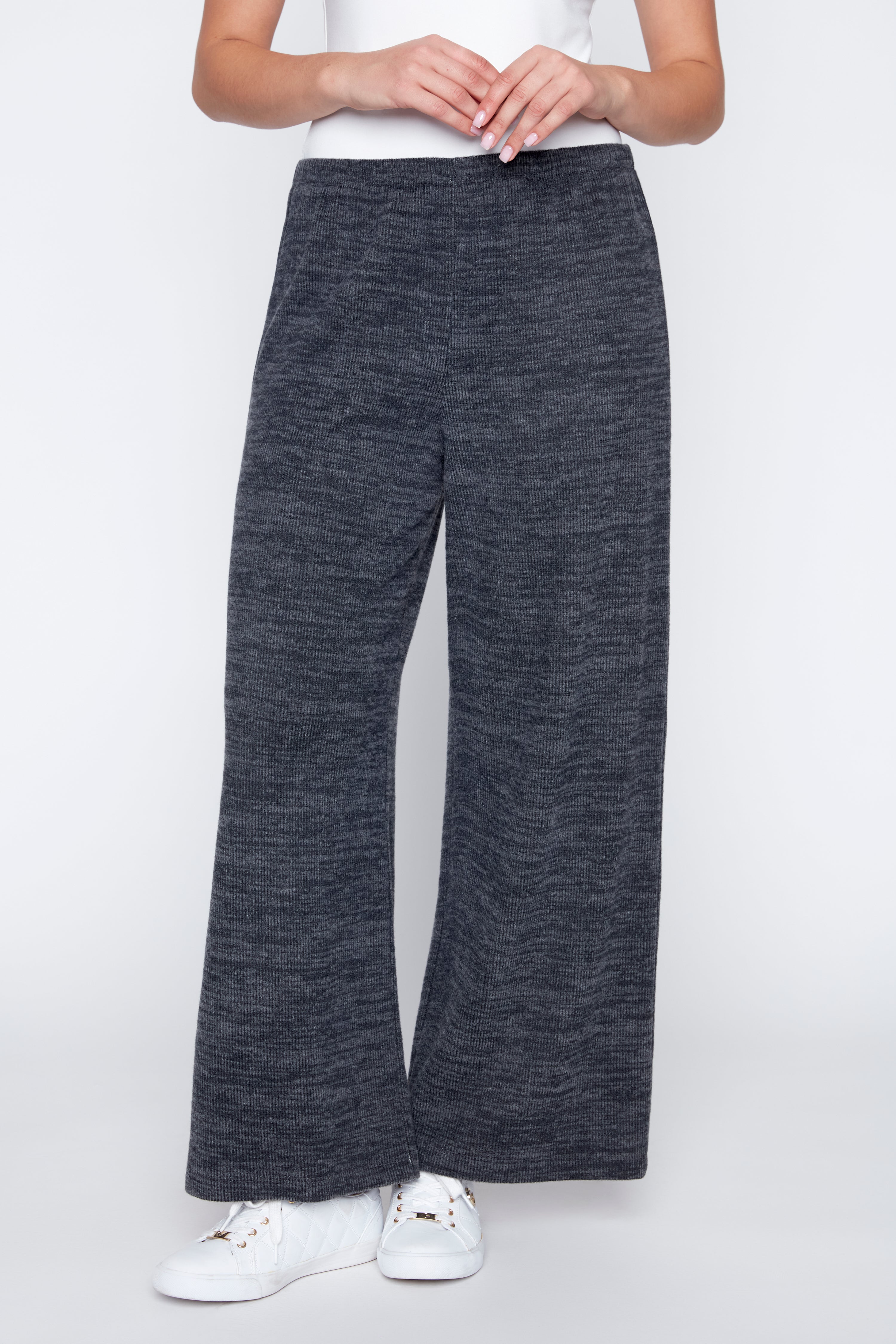 Wide leg rib knit pant
