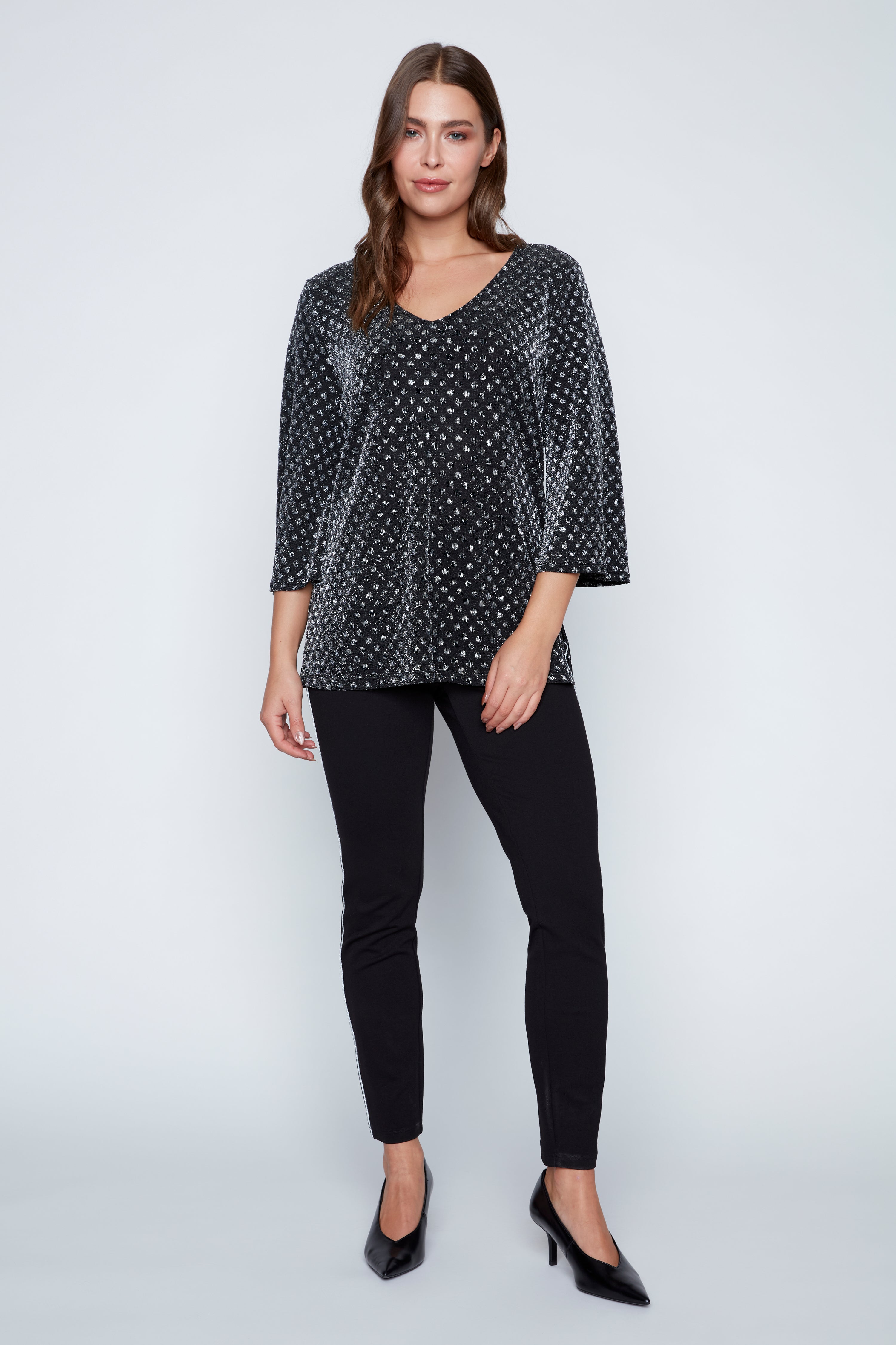 Bell sleeve lurex dot tunic