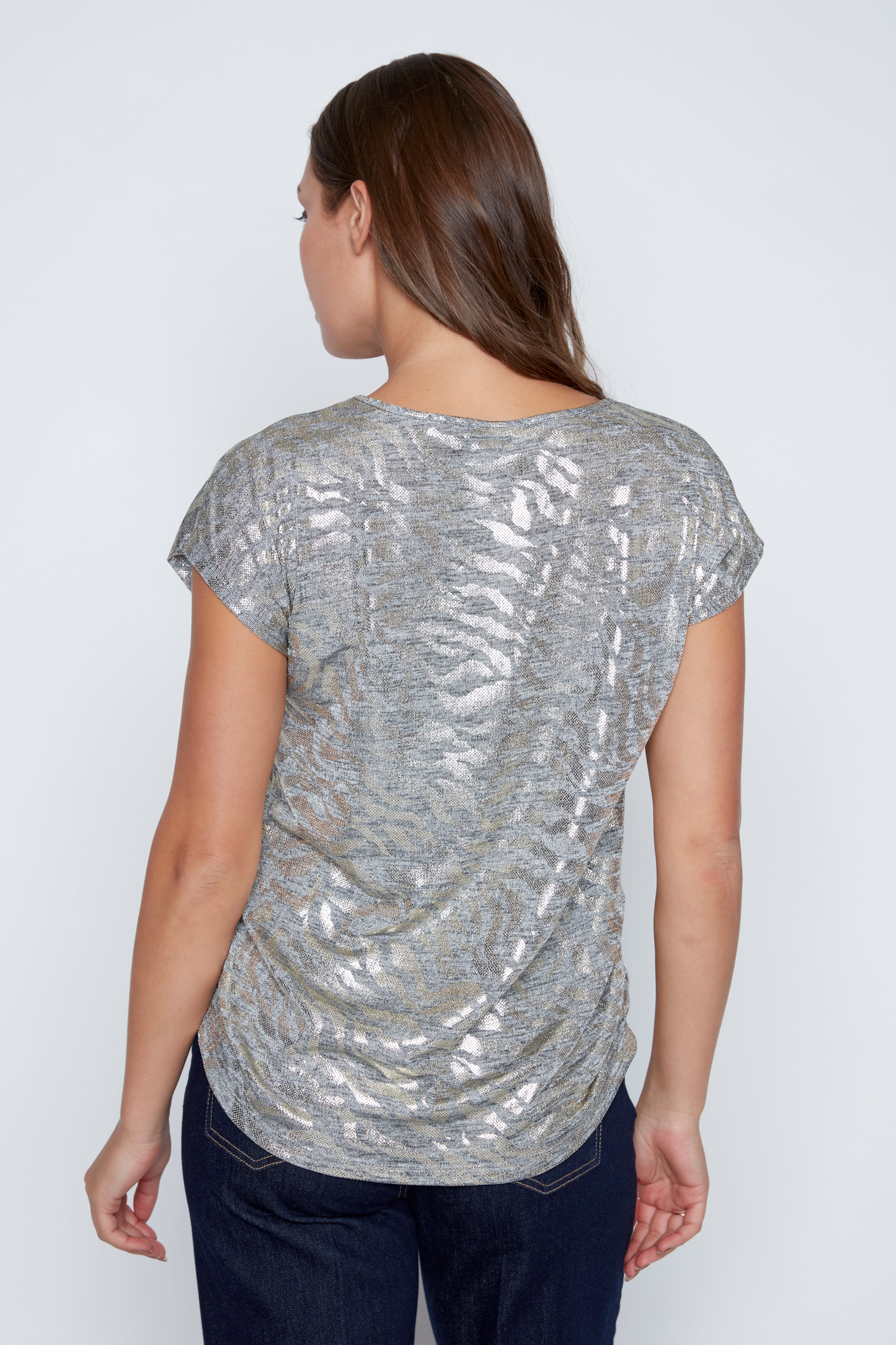 Gold foil knit top