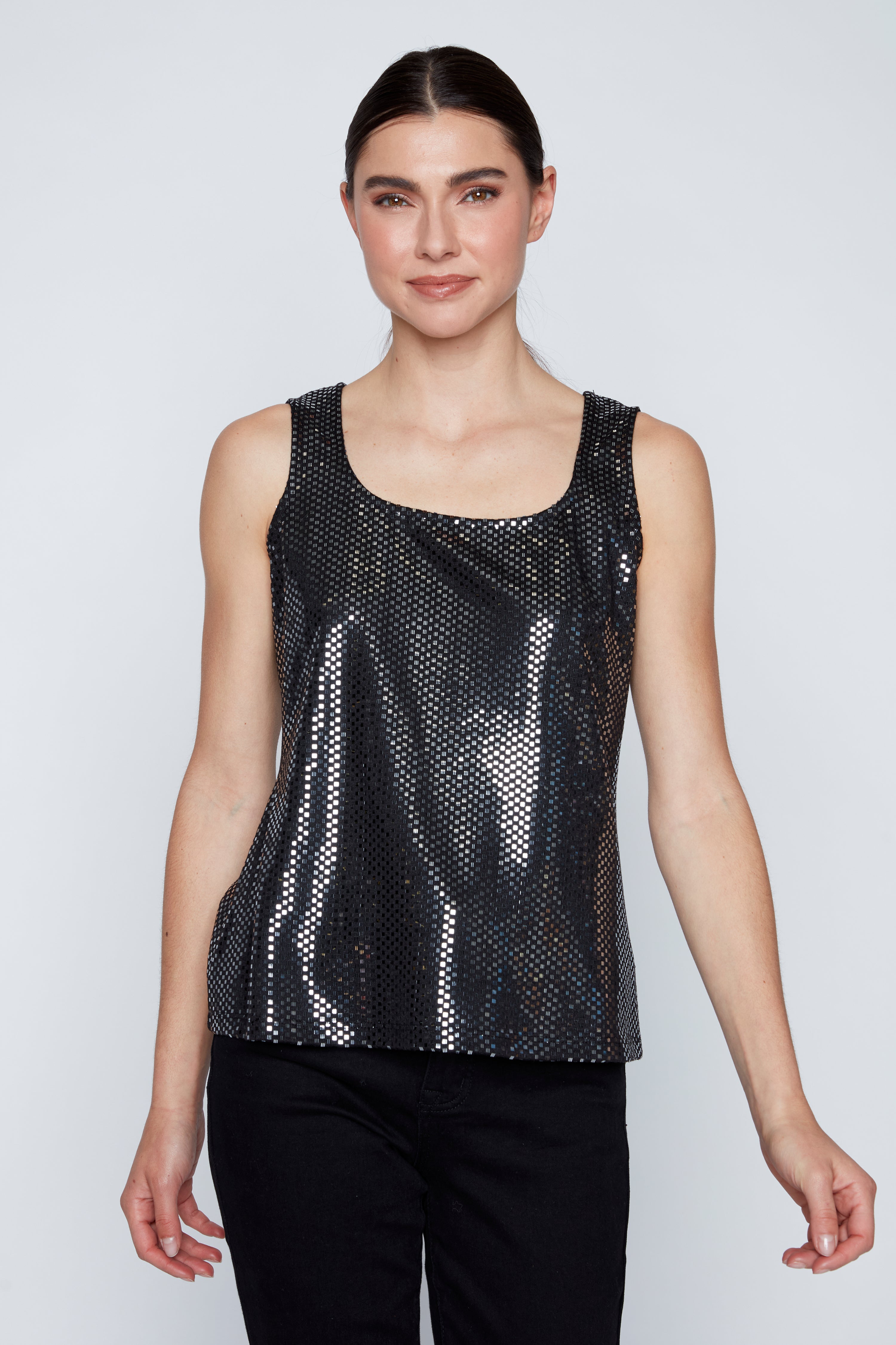 Square neck cami with sequins