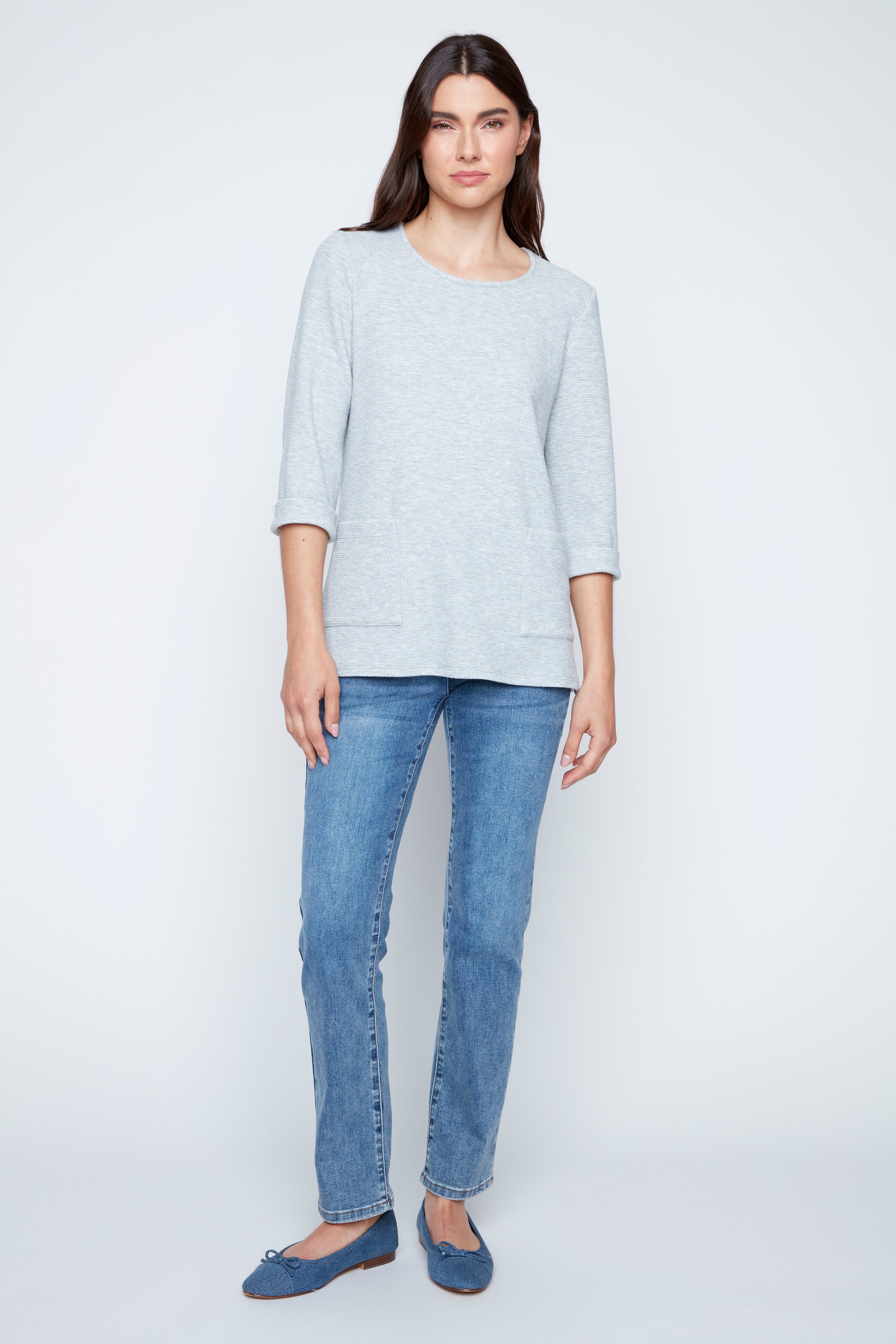 Crinkle rib knit tunic
