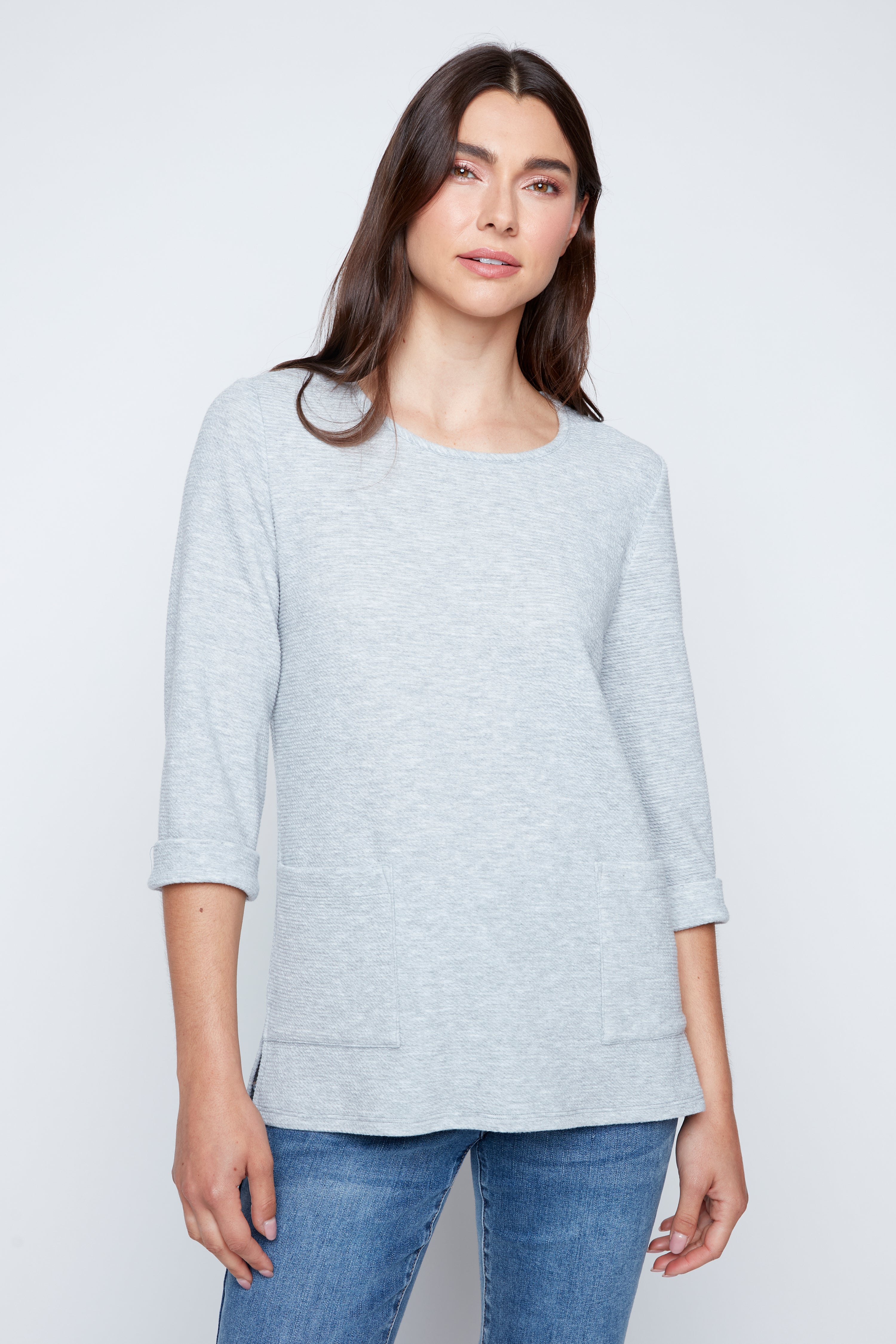 Crinkle rib knit tunic