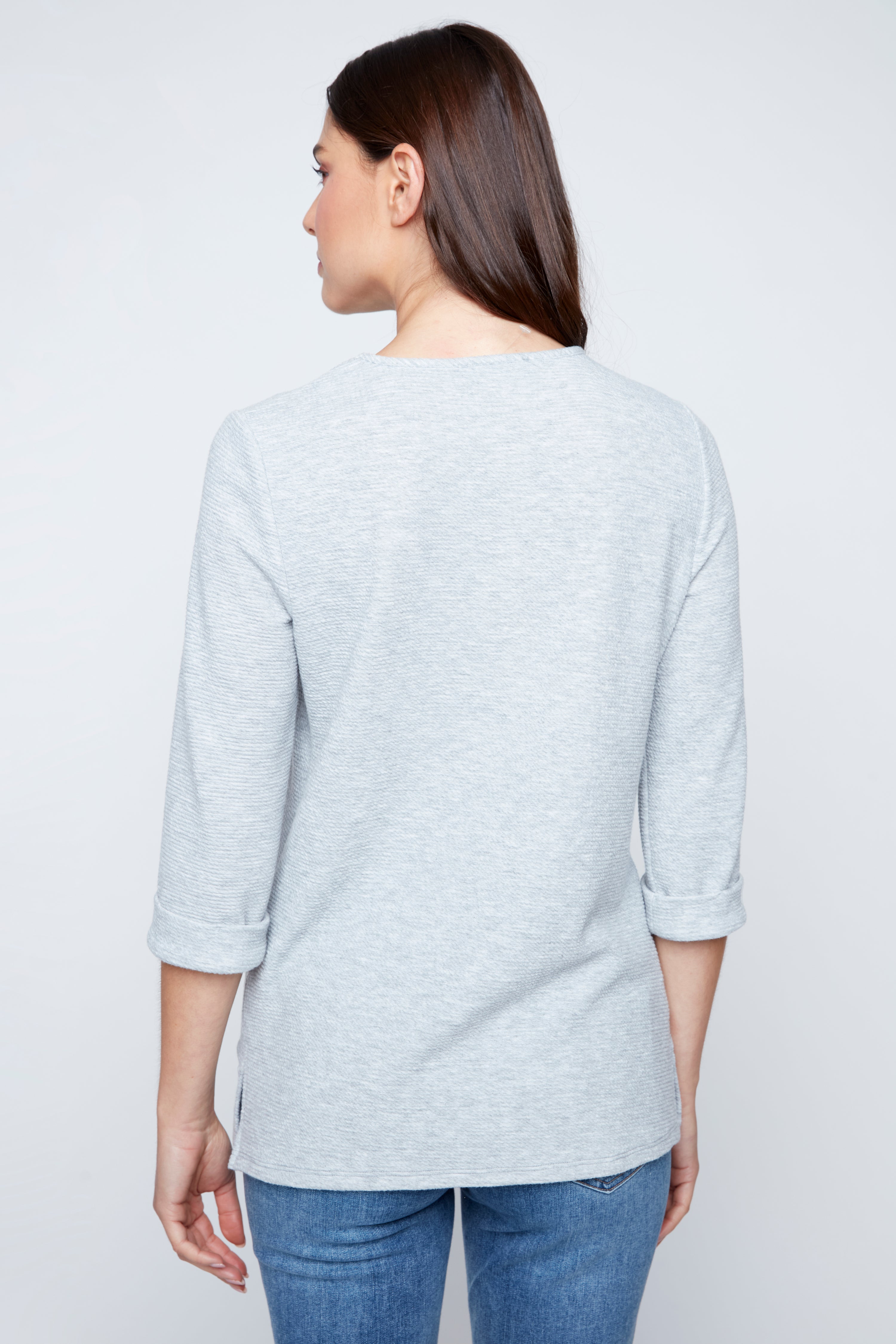Crinkle rib knit tunic