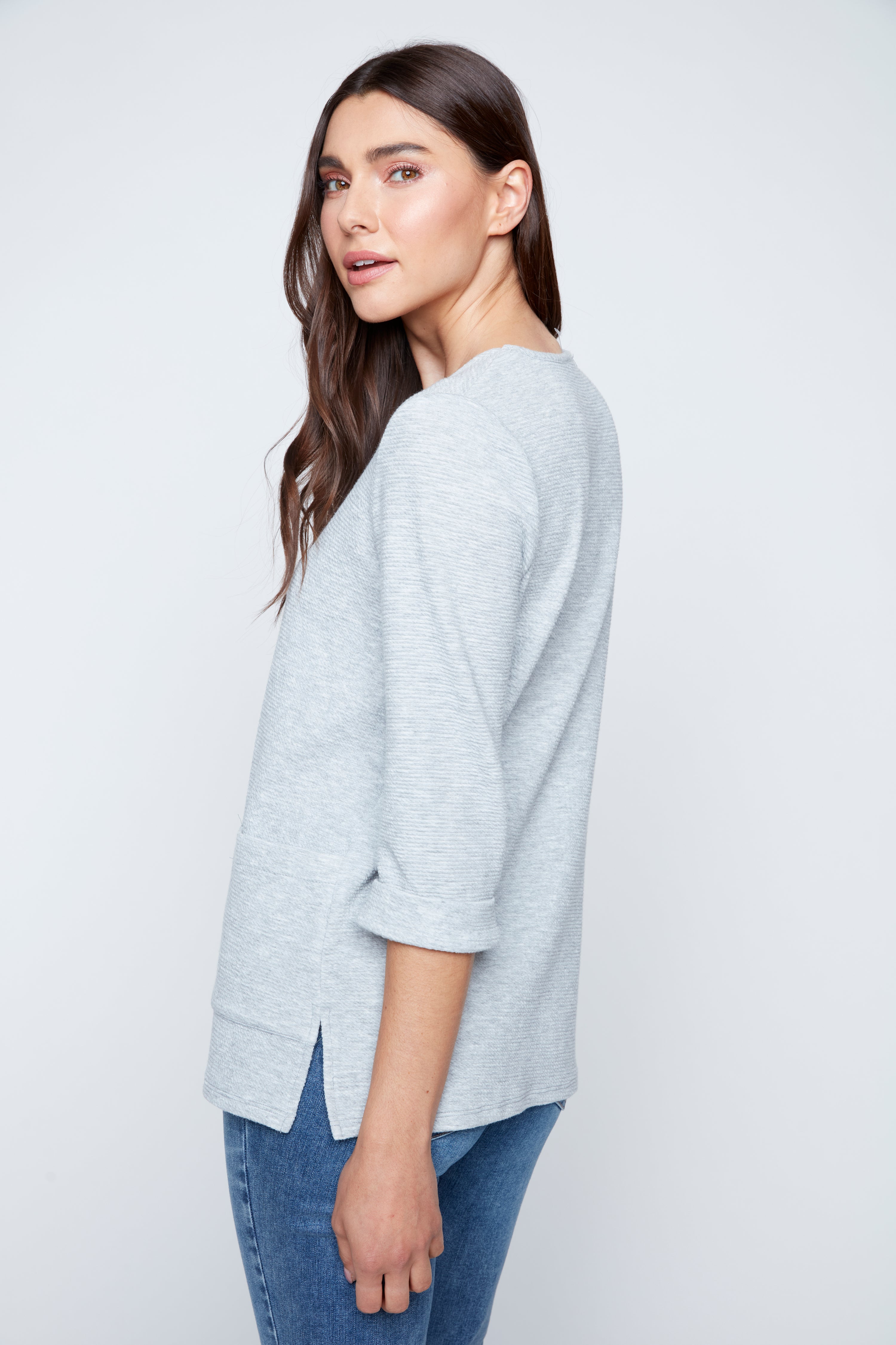 Crinkle rib knit tunic