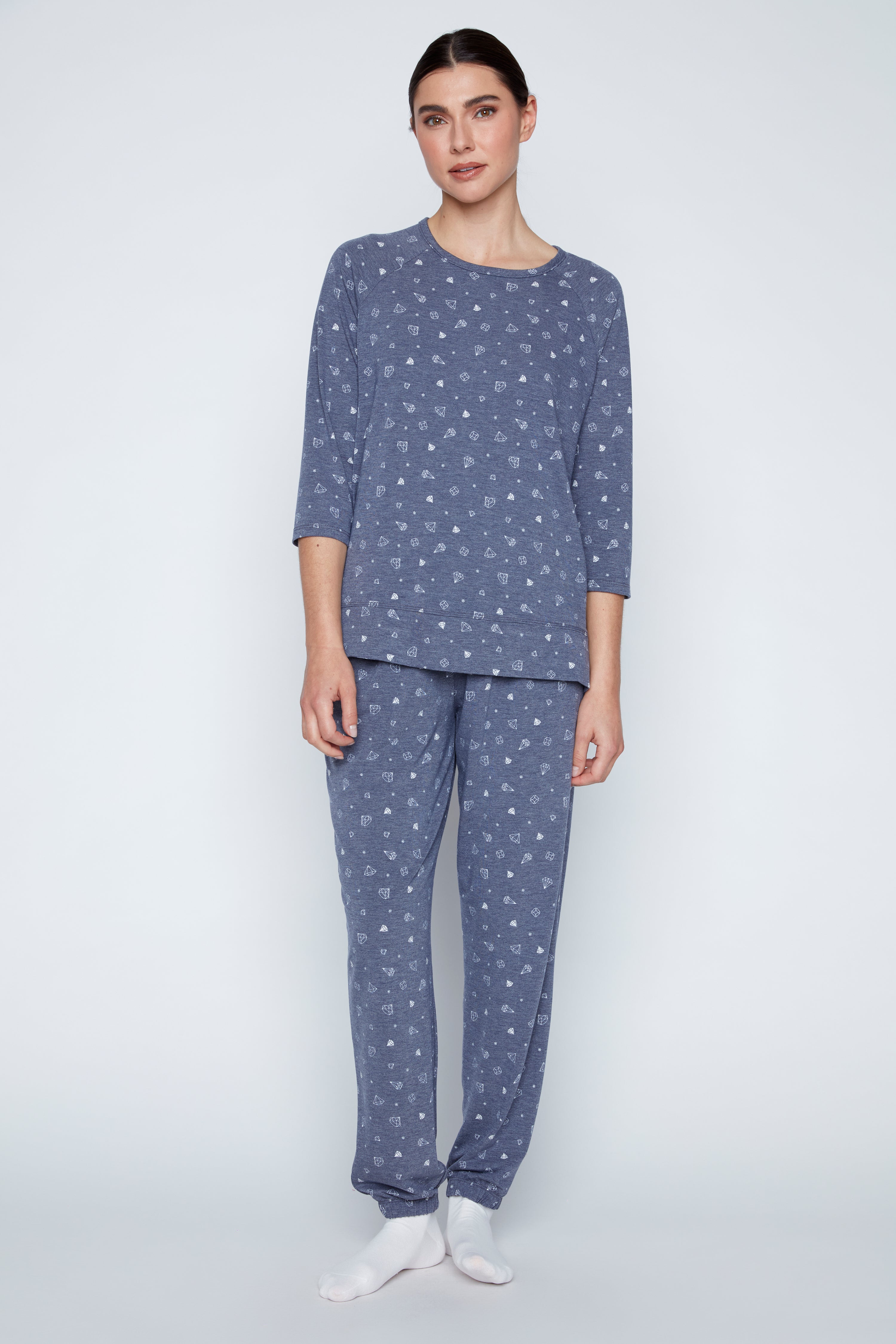 Diamond design knit loungewear set