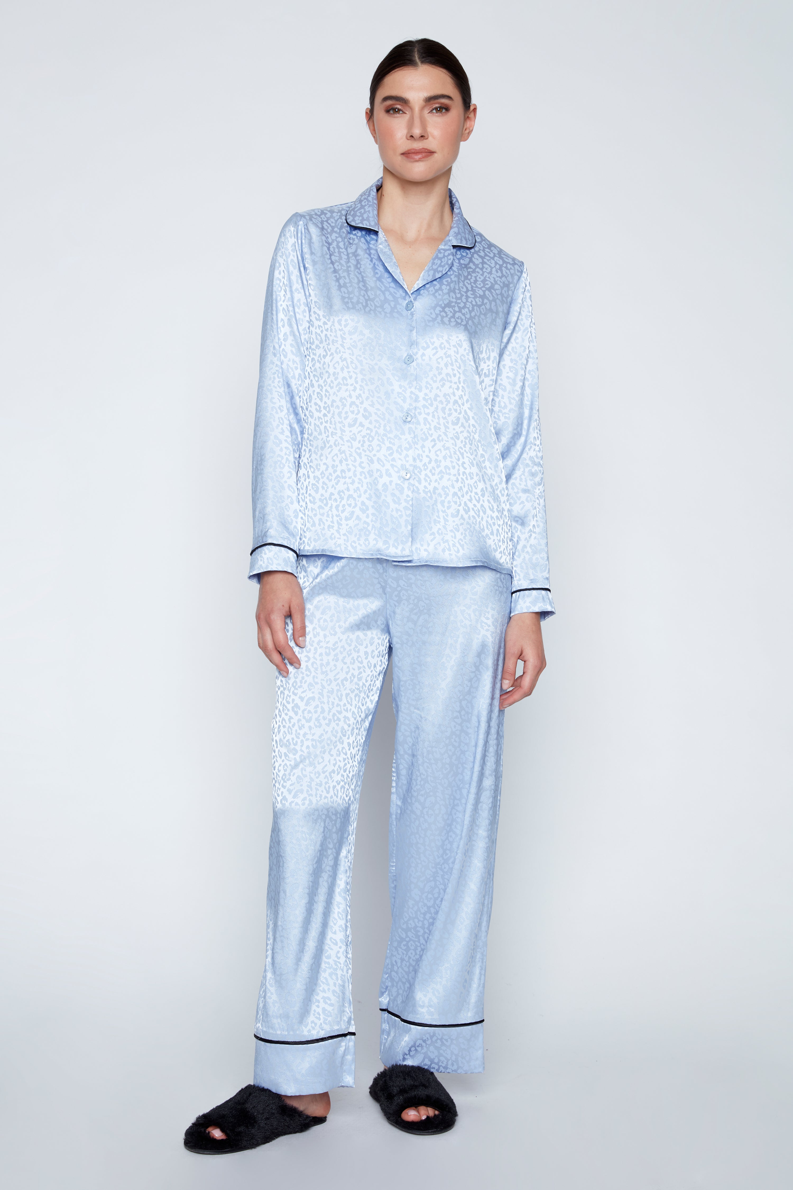 Animal print satin pyjama set