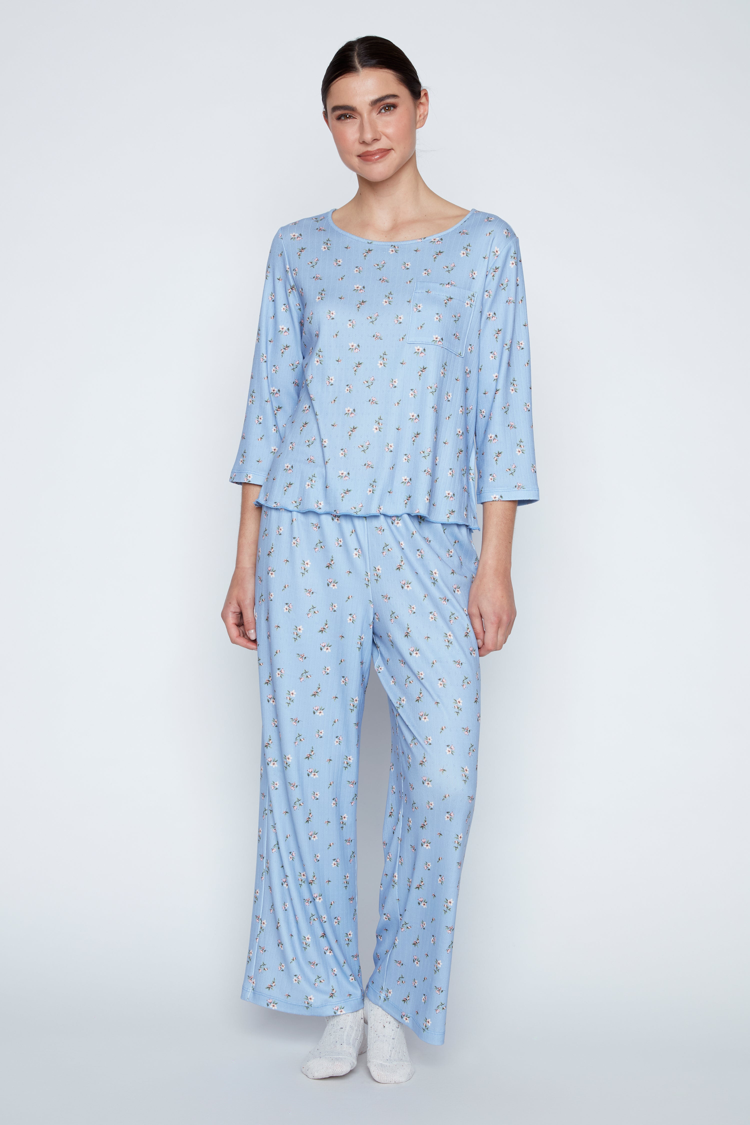 Floral design knit pyjama set