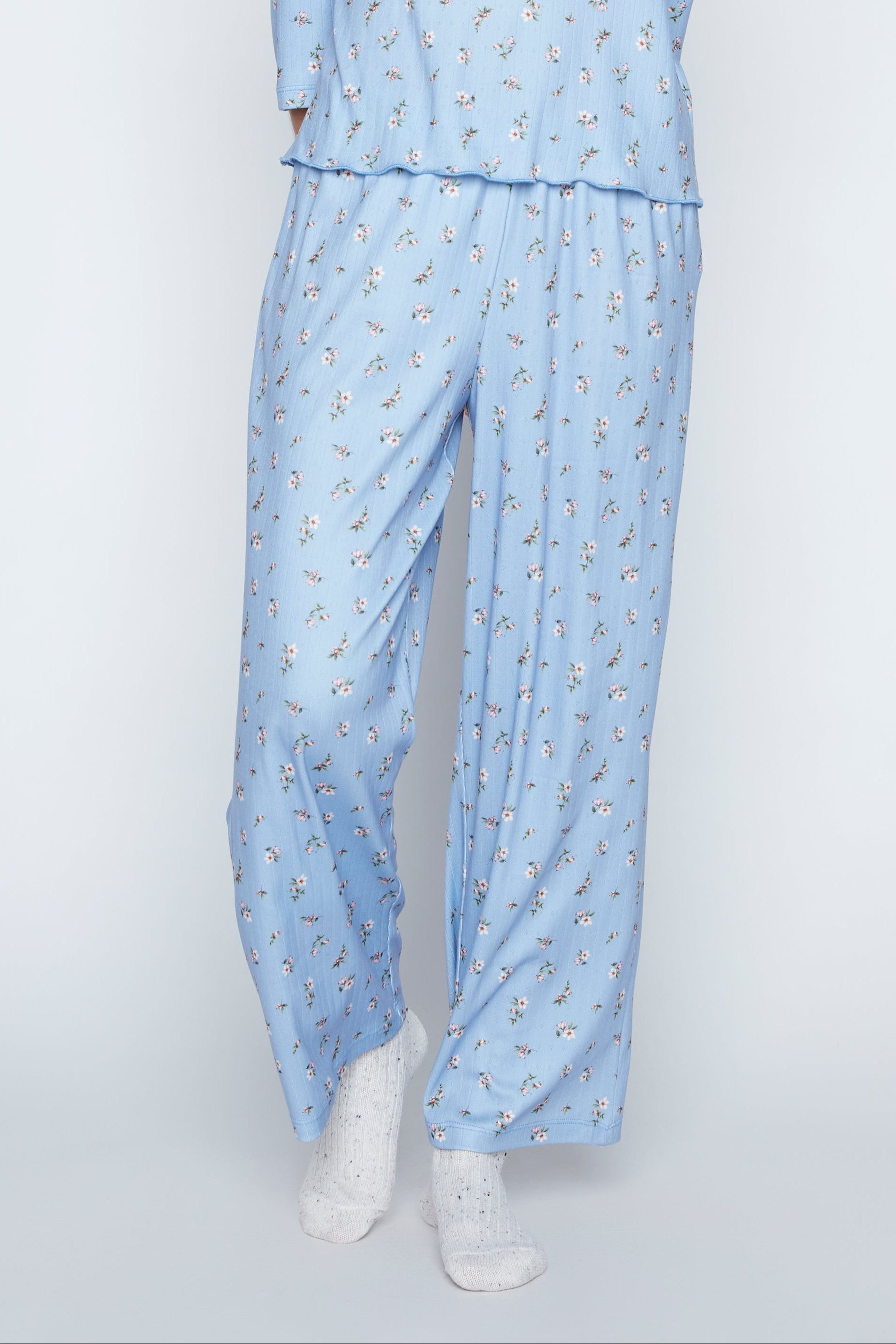 Floral design knit pyjama set