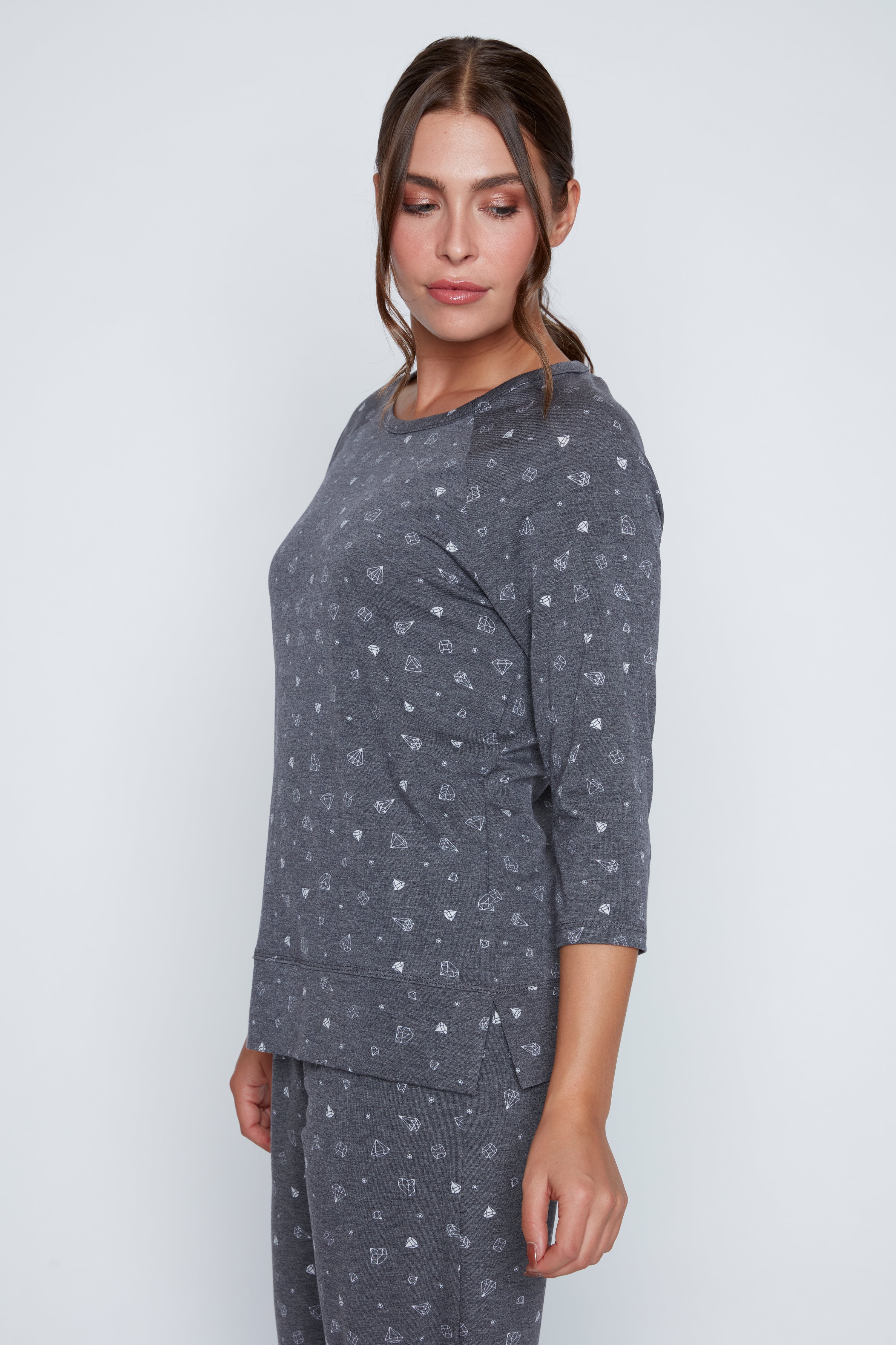 Diamond design knit loungewear set