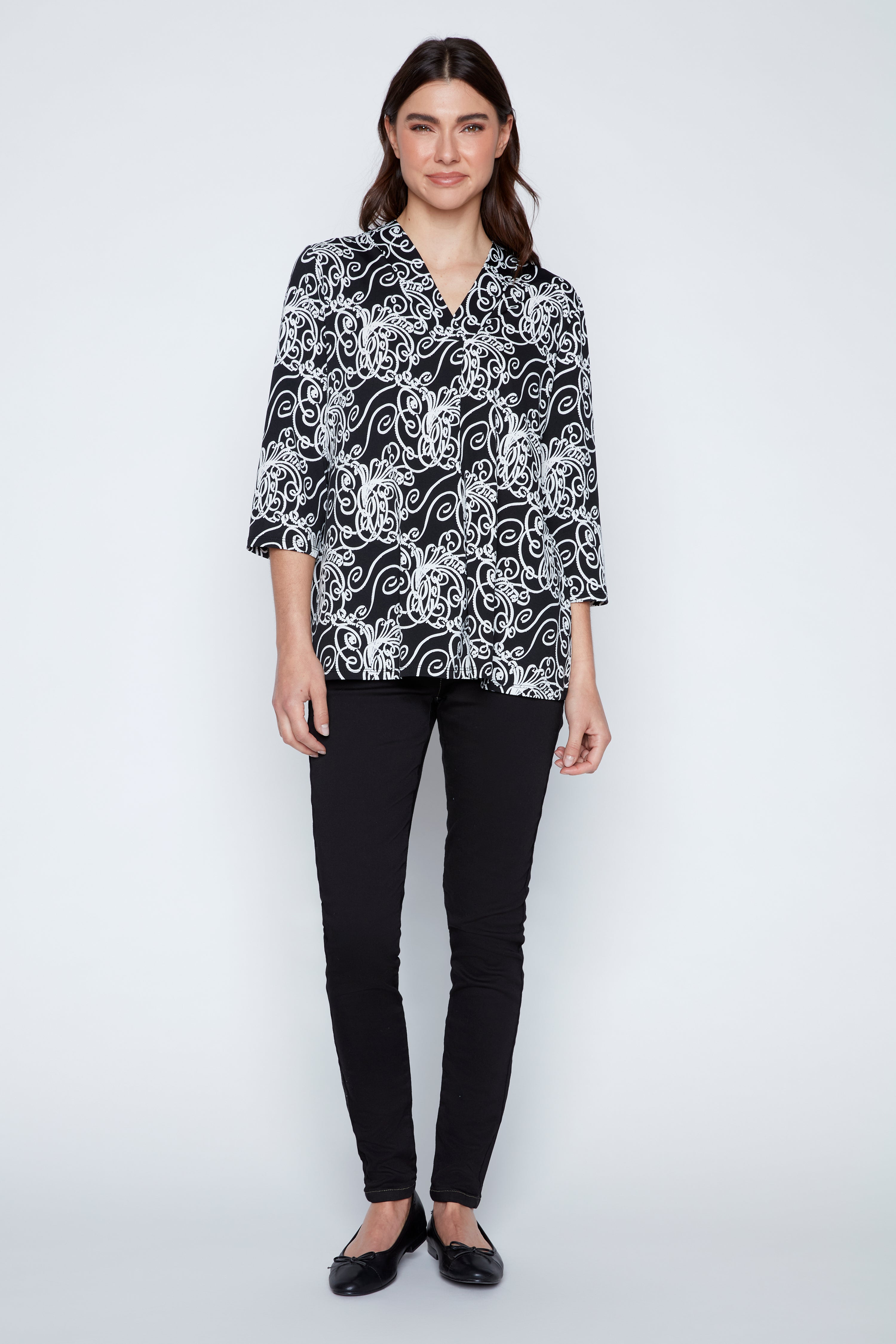 Floral puff print top