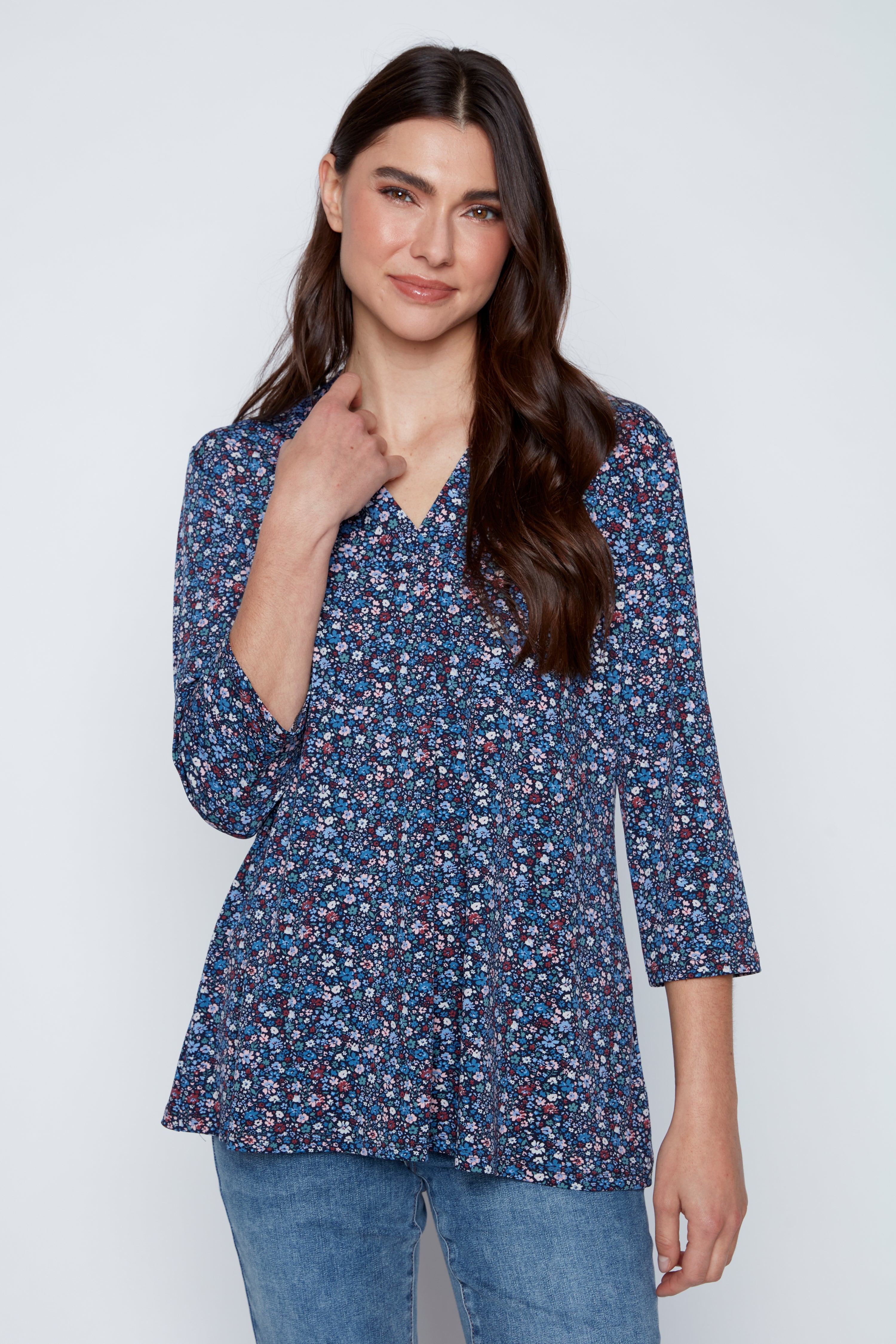 Mini haut en tricot fleuri