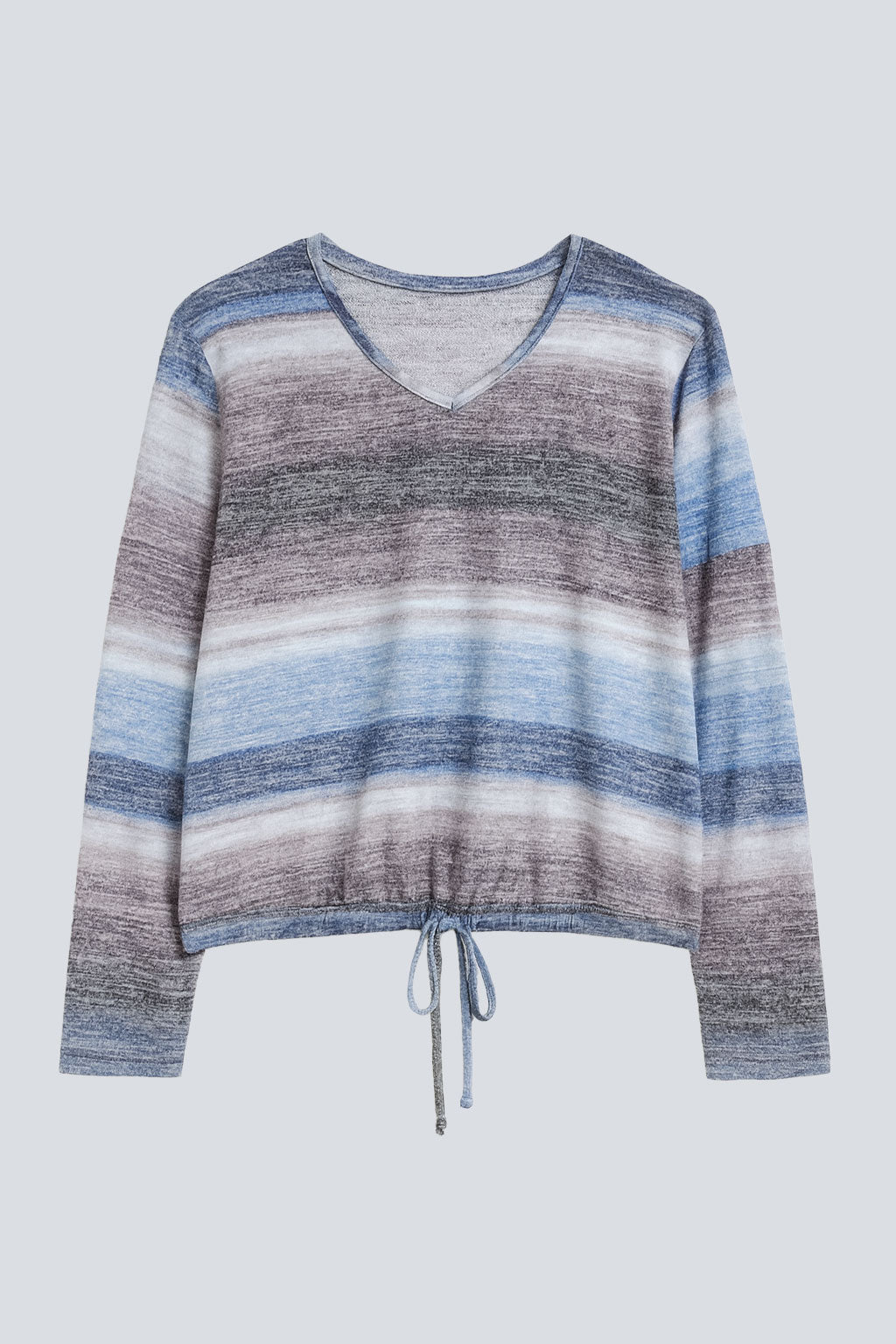 Stripe print drawstring hem top