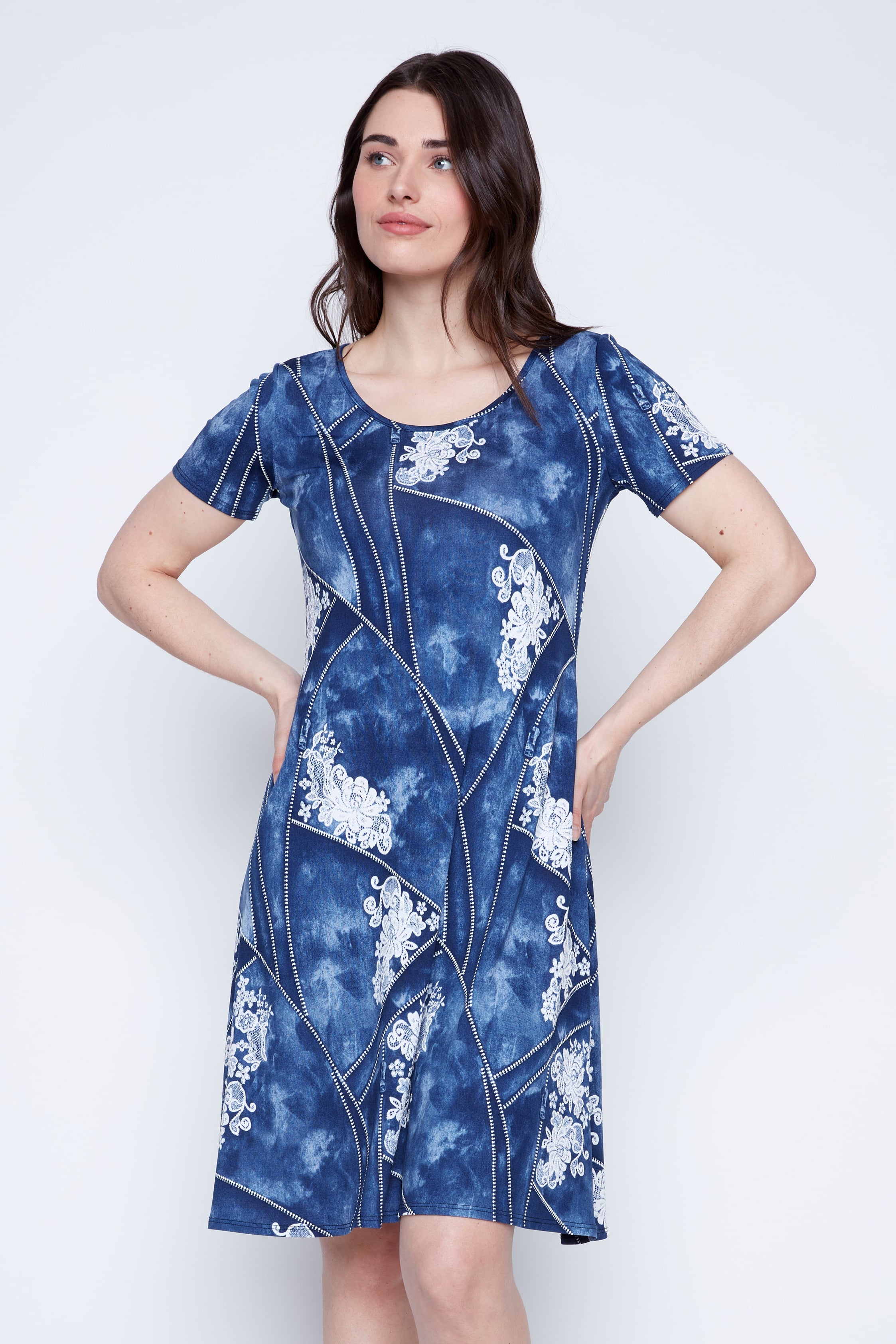 Floral puff print A-line sun dress