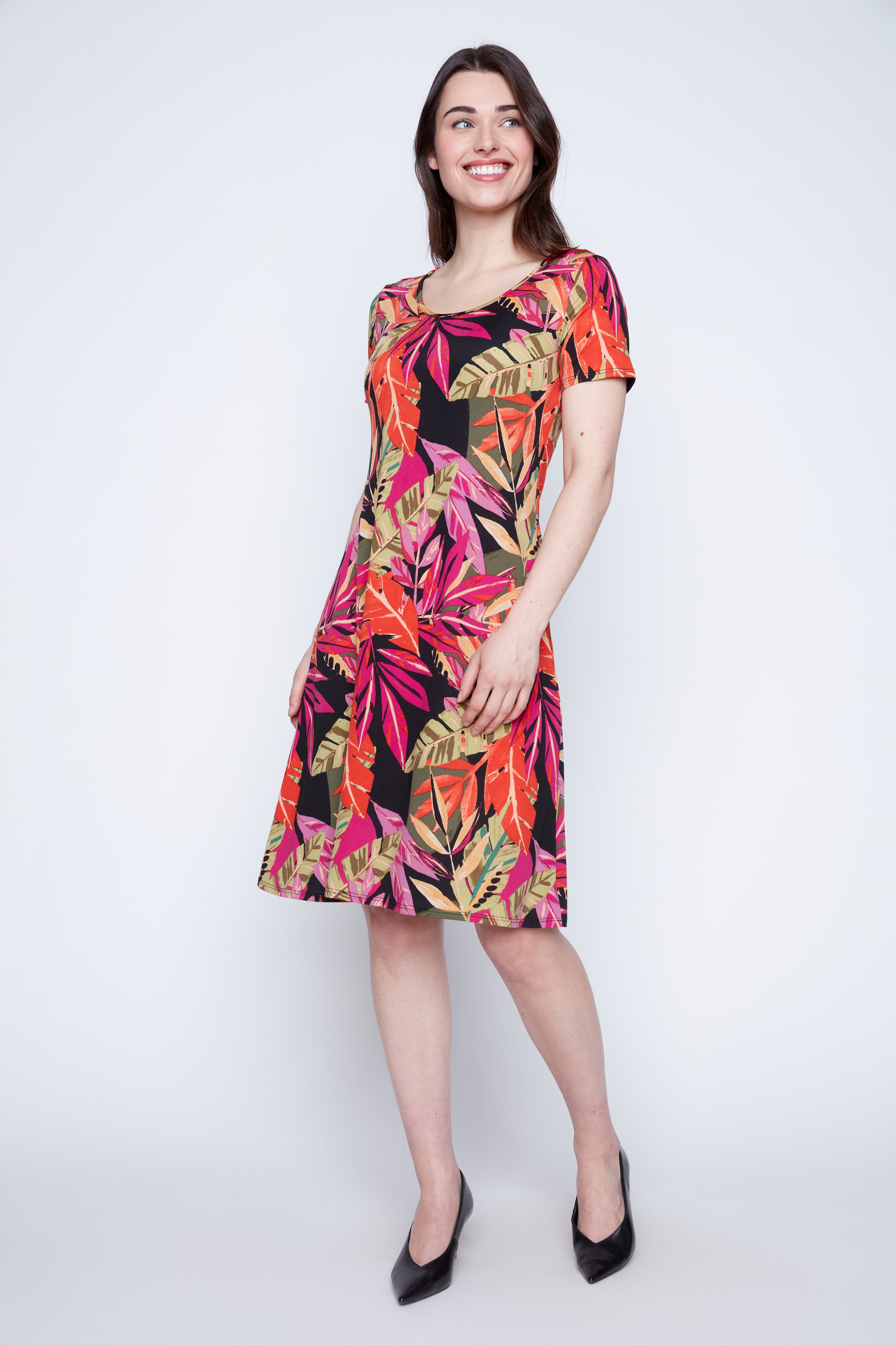 Tropical print A-line sun dress