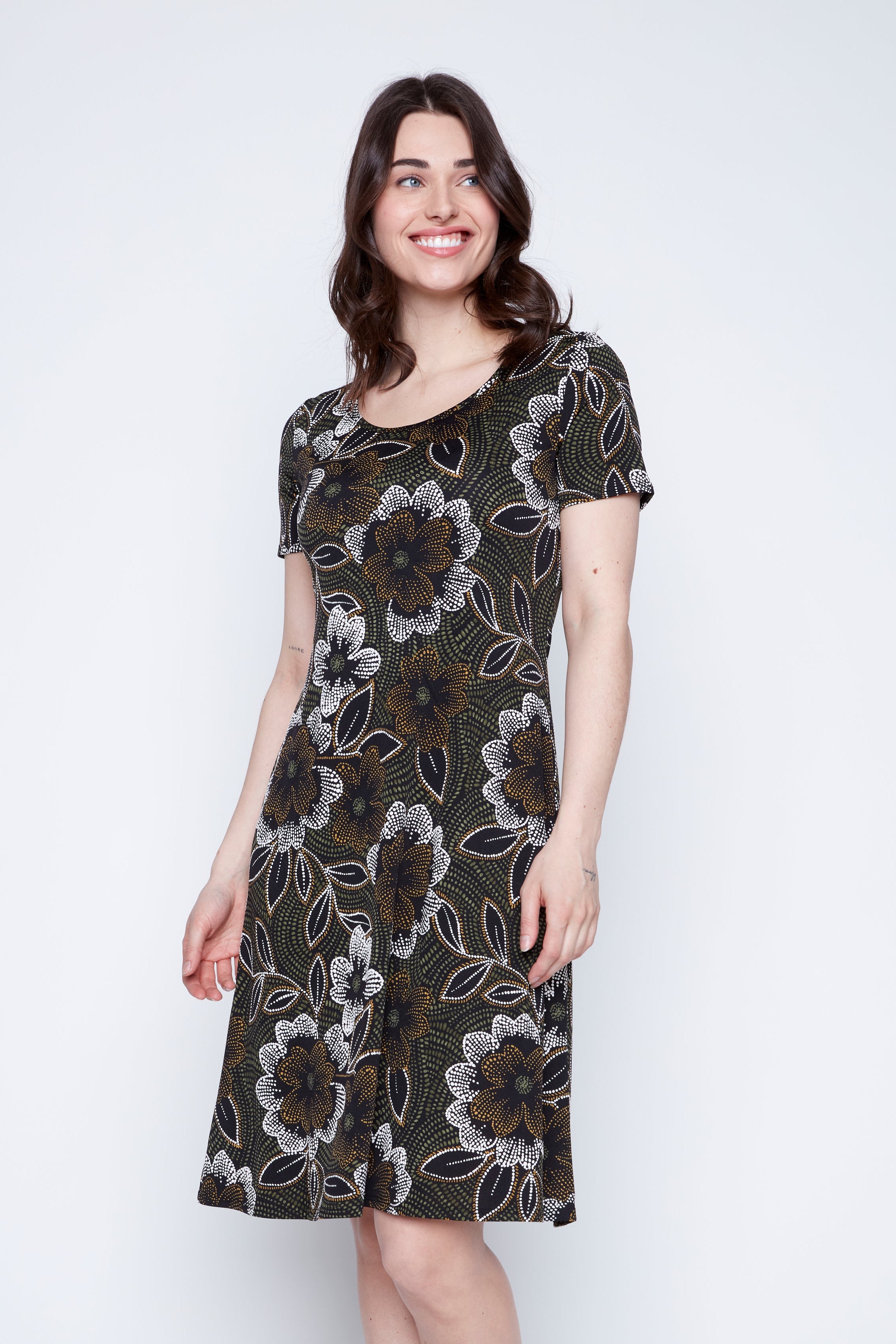 Floral puff print A-line sun dress