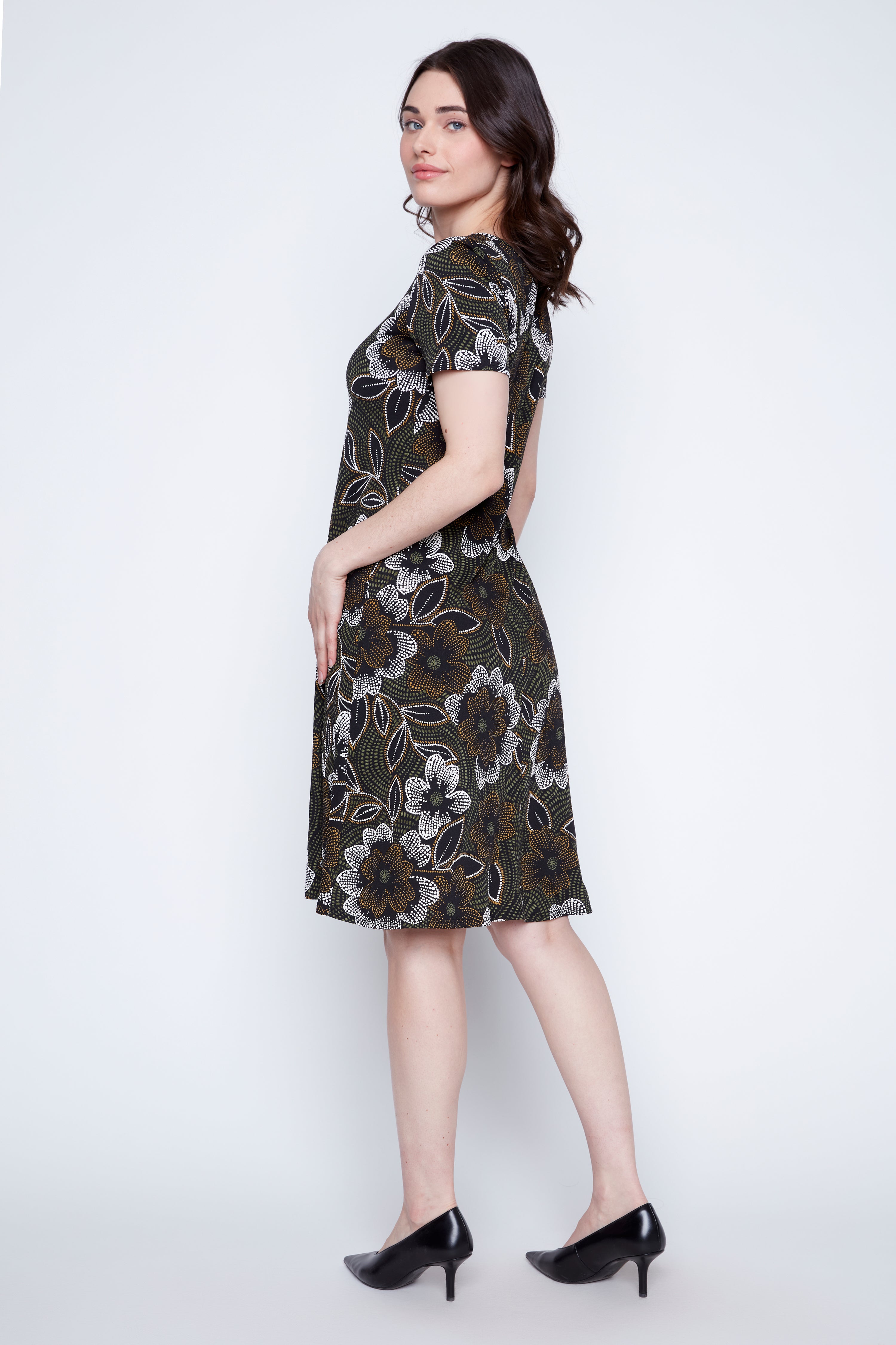 Floral puff print A-line sun dress