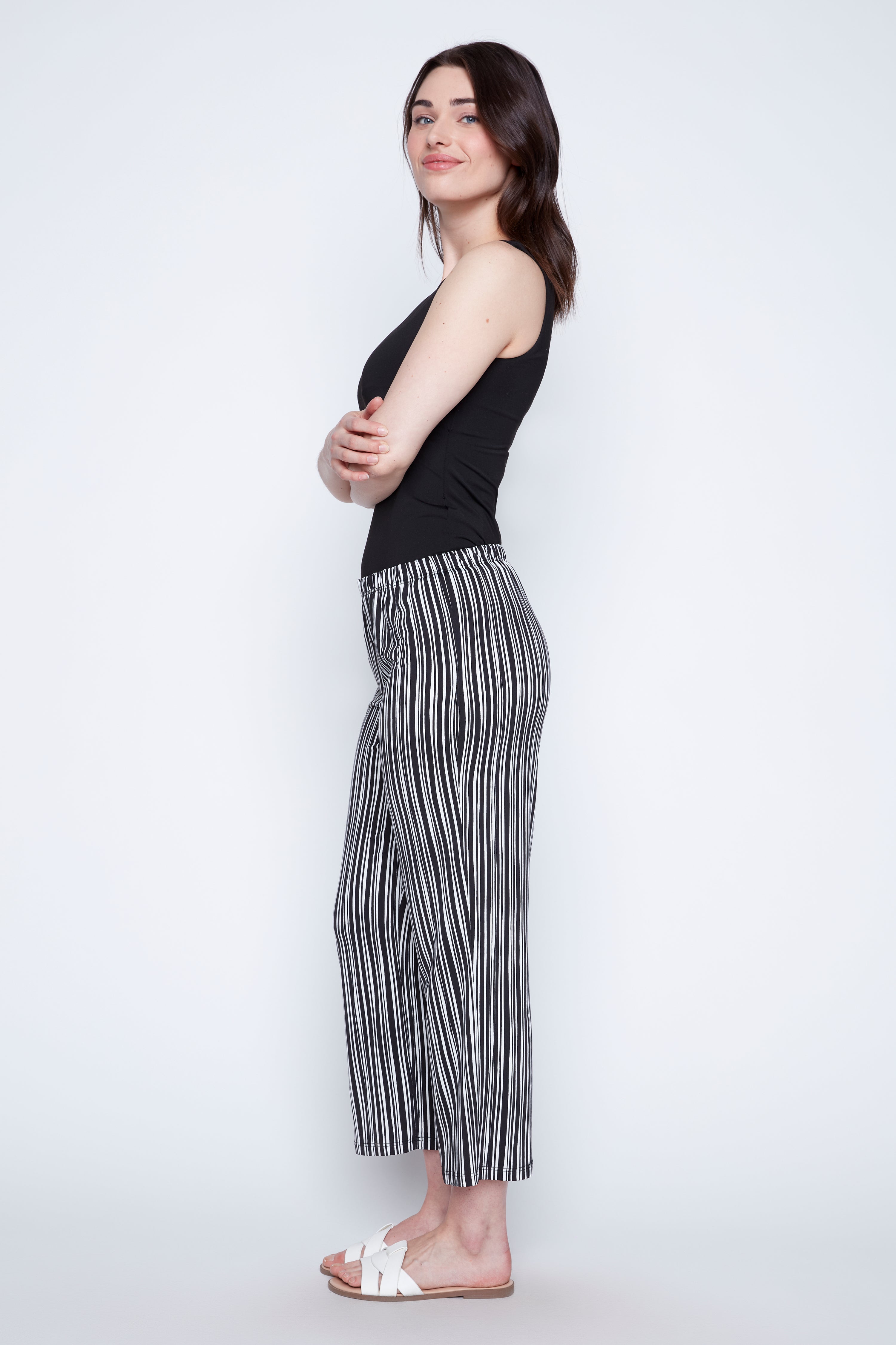 Black white stripe pant