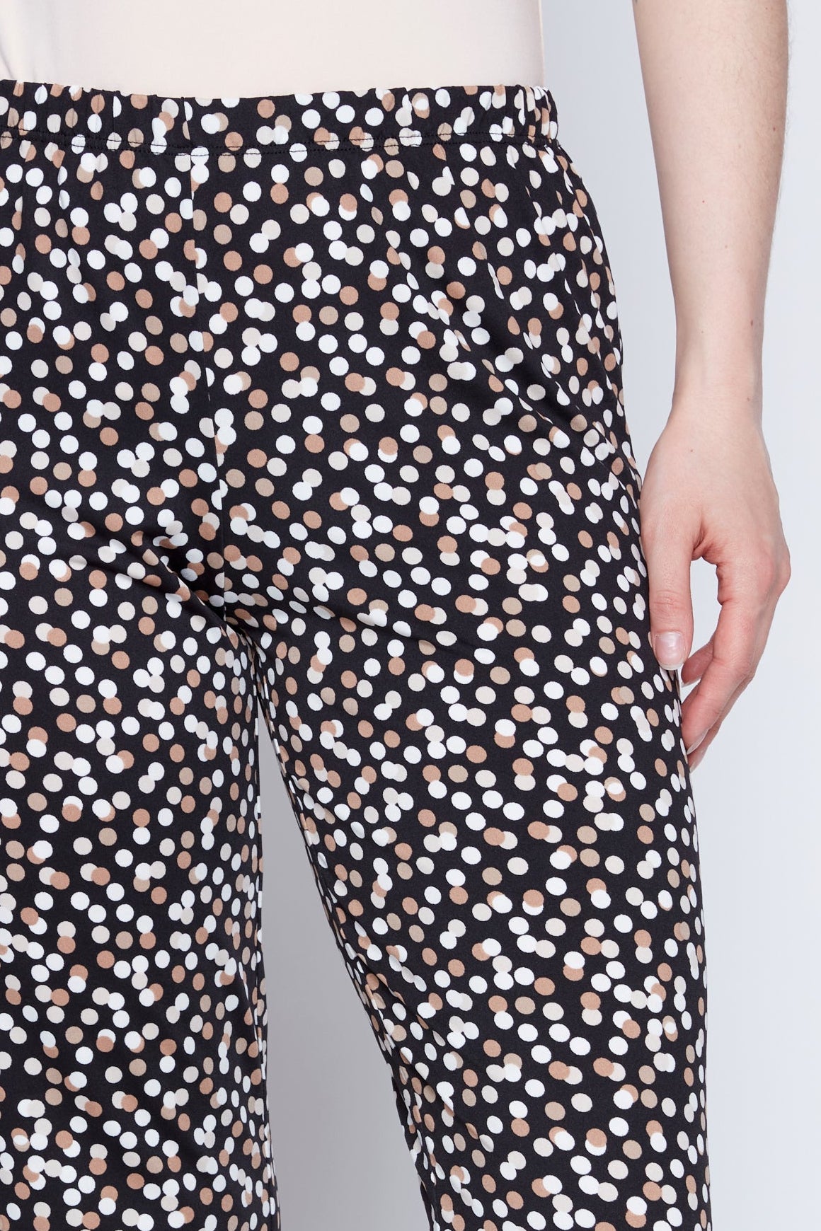 Black beige two tone dot pant
