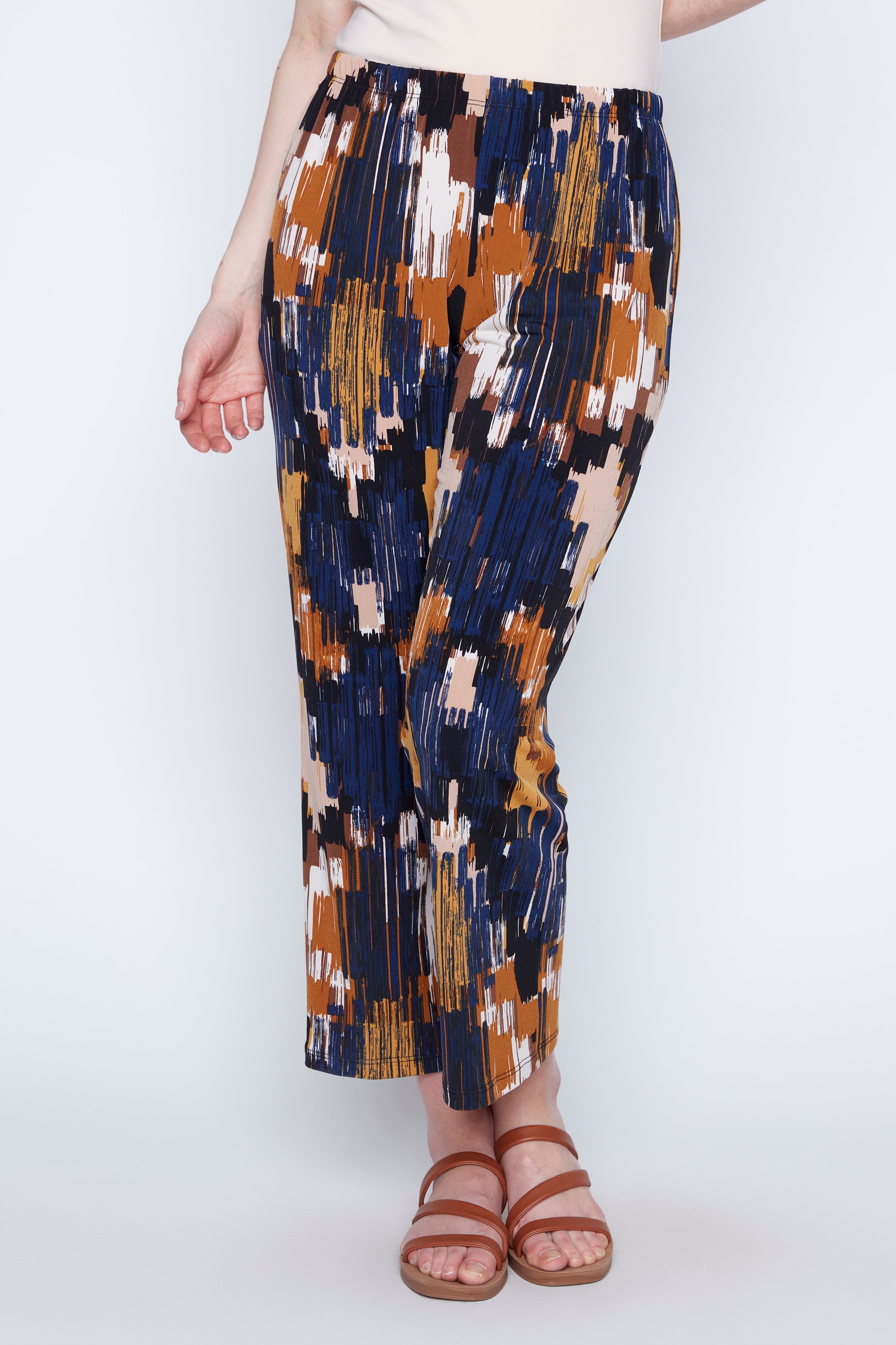 Black multi abstract print pant