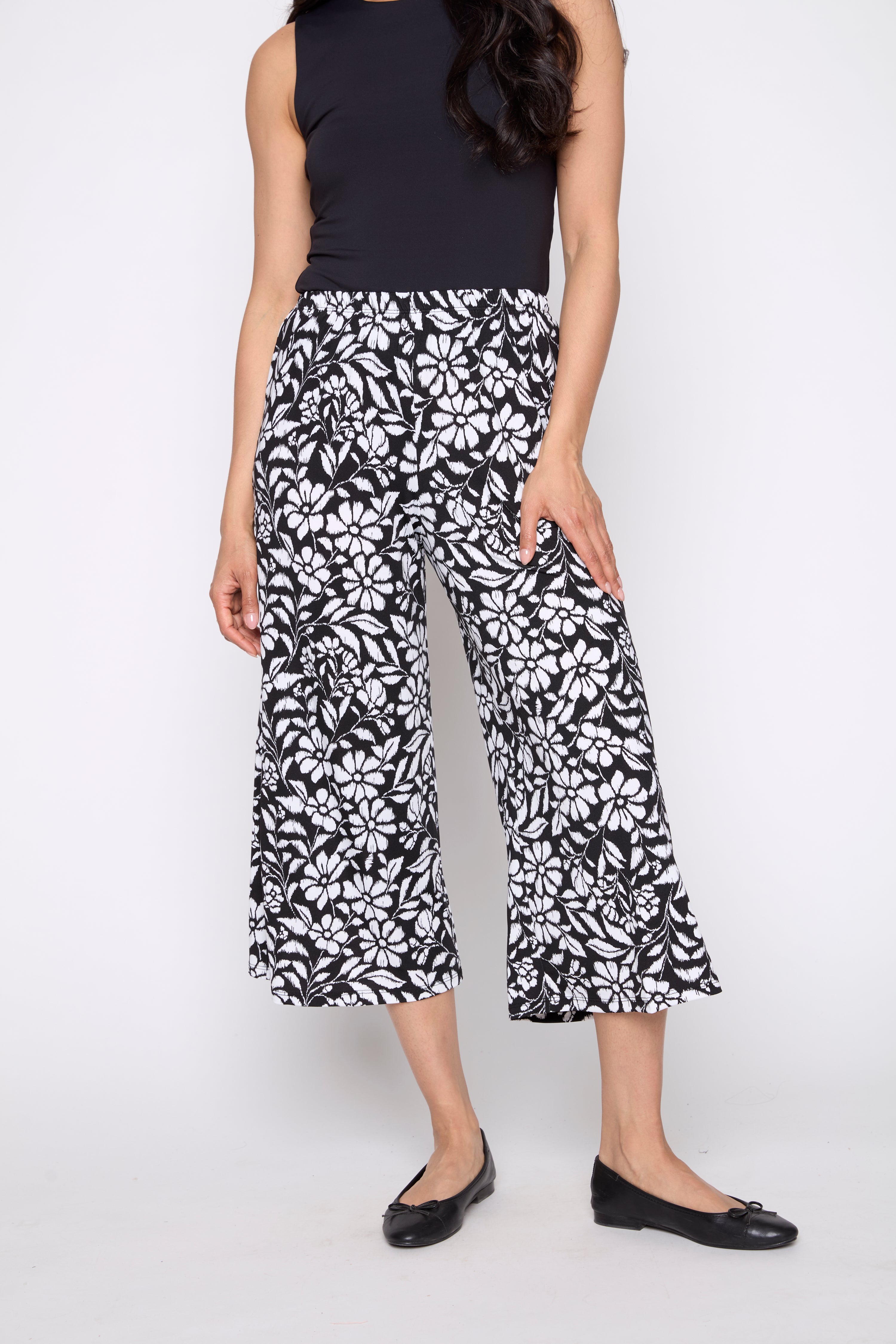 Tropical print gaucho pant