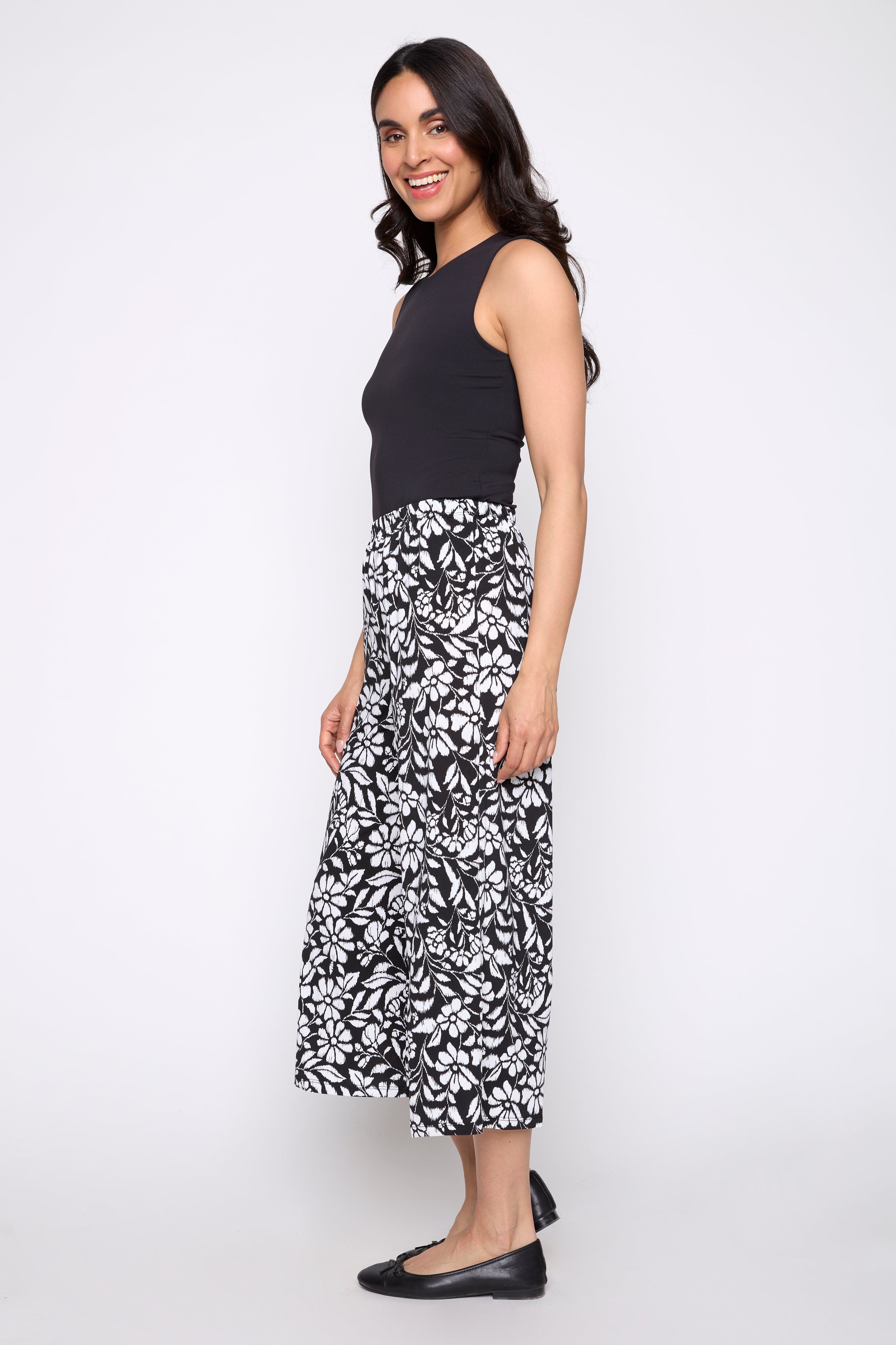 Tropical print gaucho pant