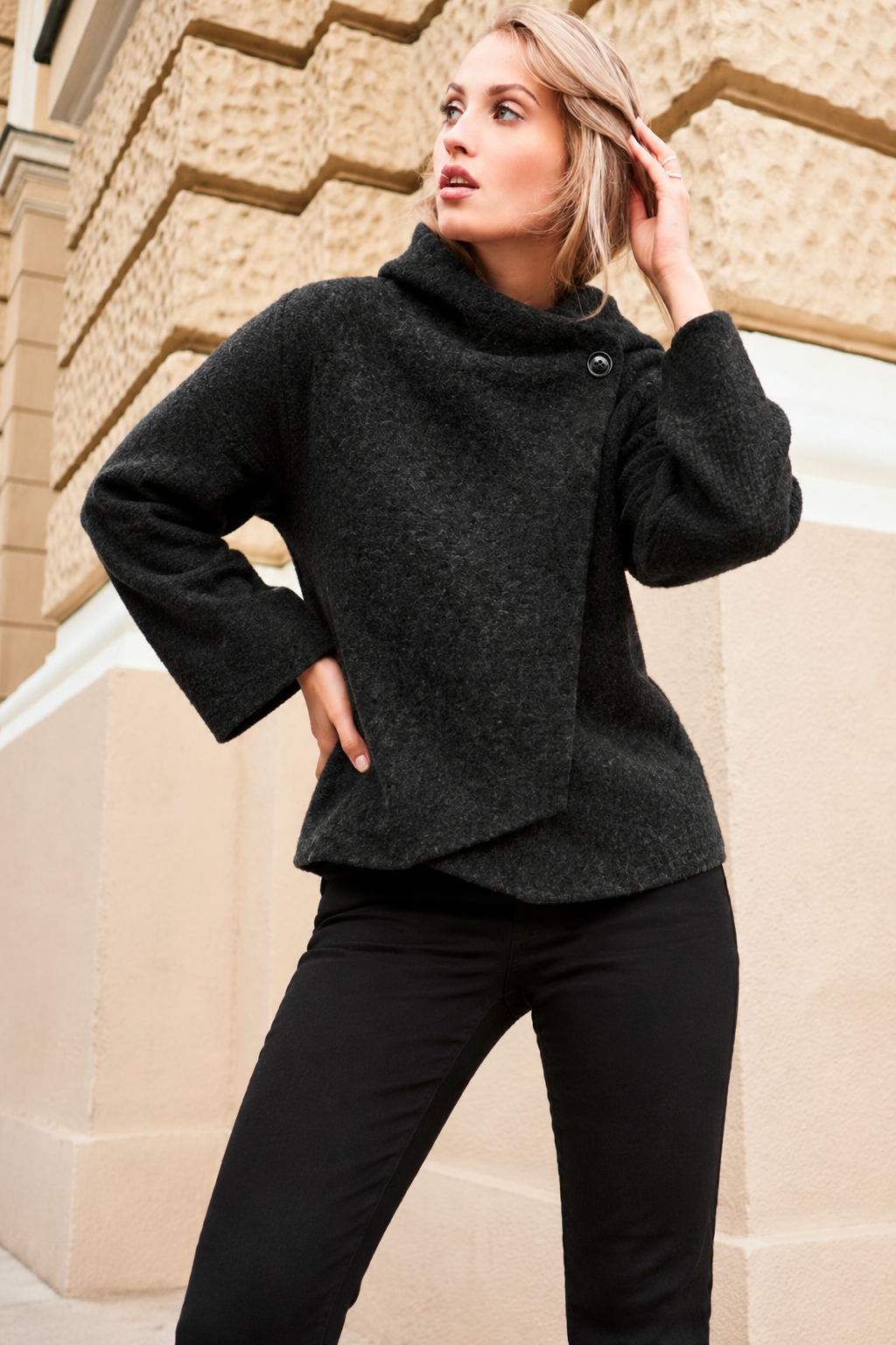 Hooded Wool Blend Jacket