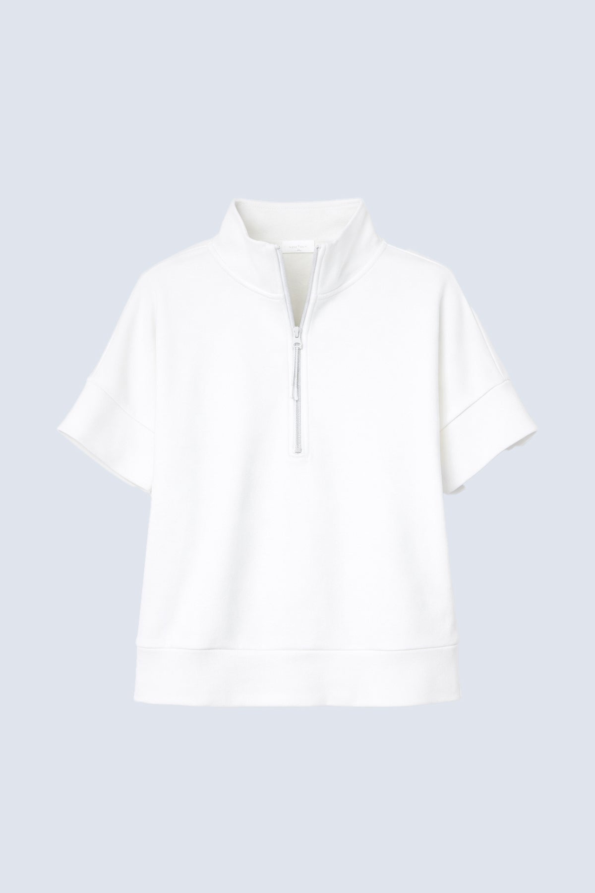 Mock neck zip front top