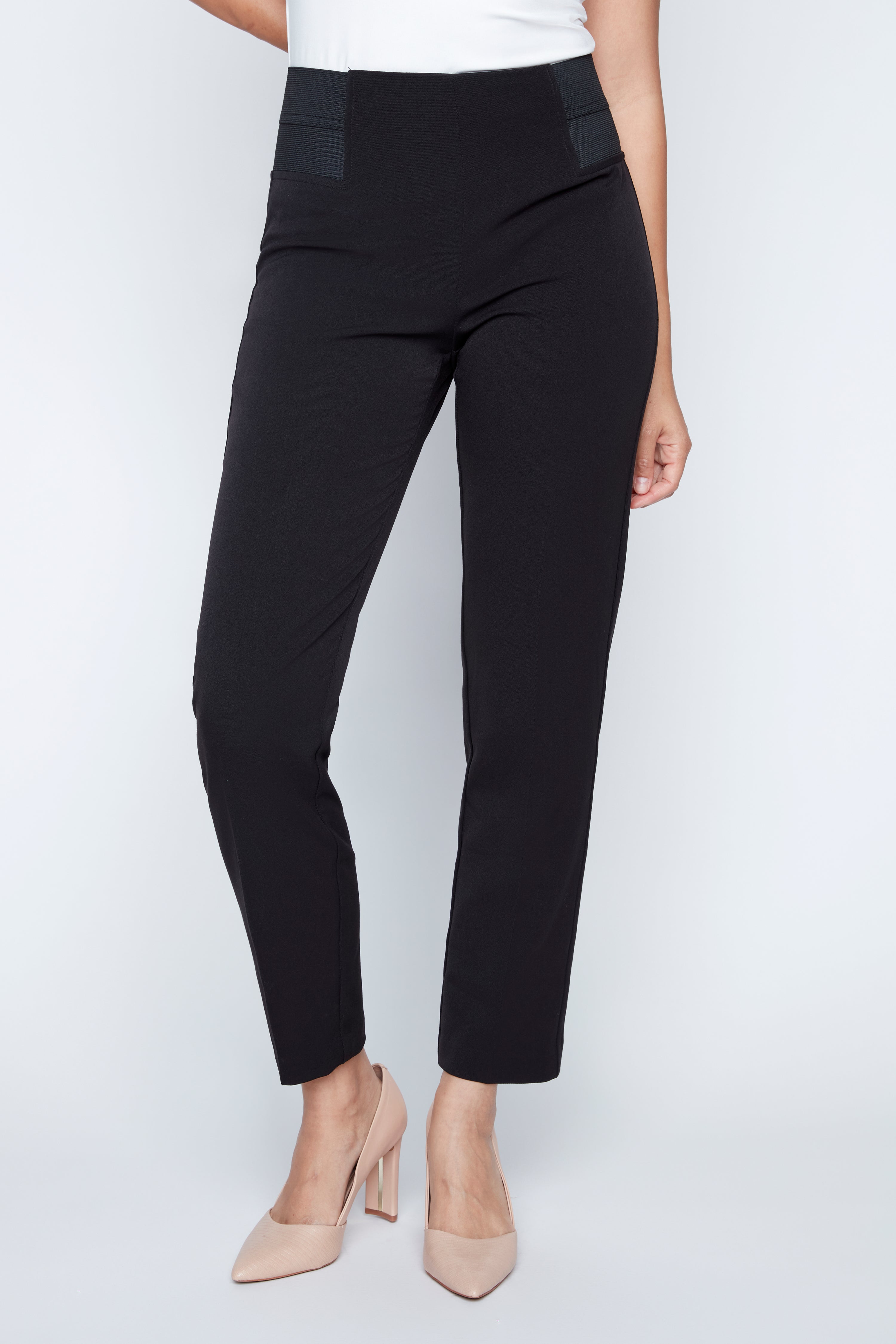 Straight leg elastic waist pant