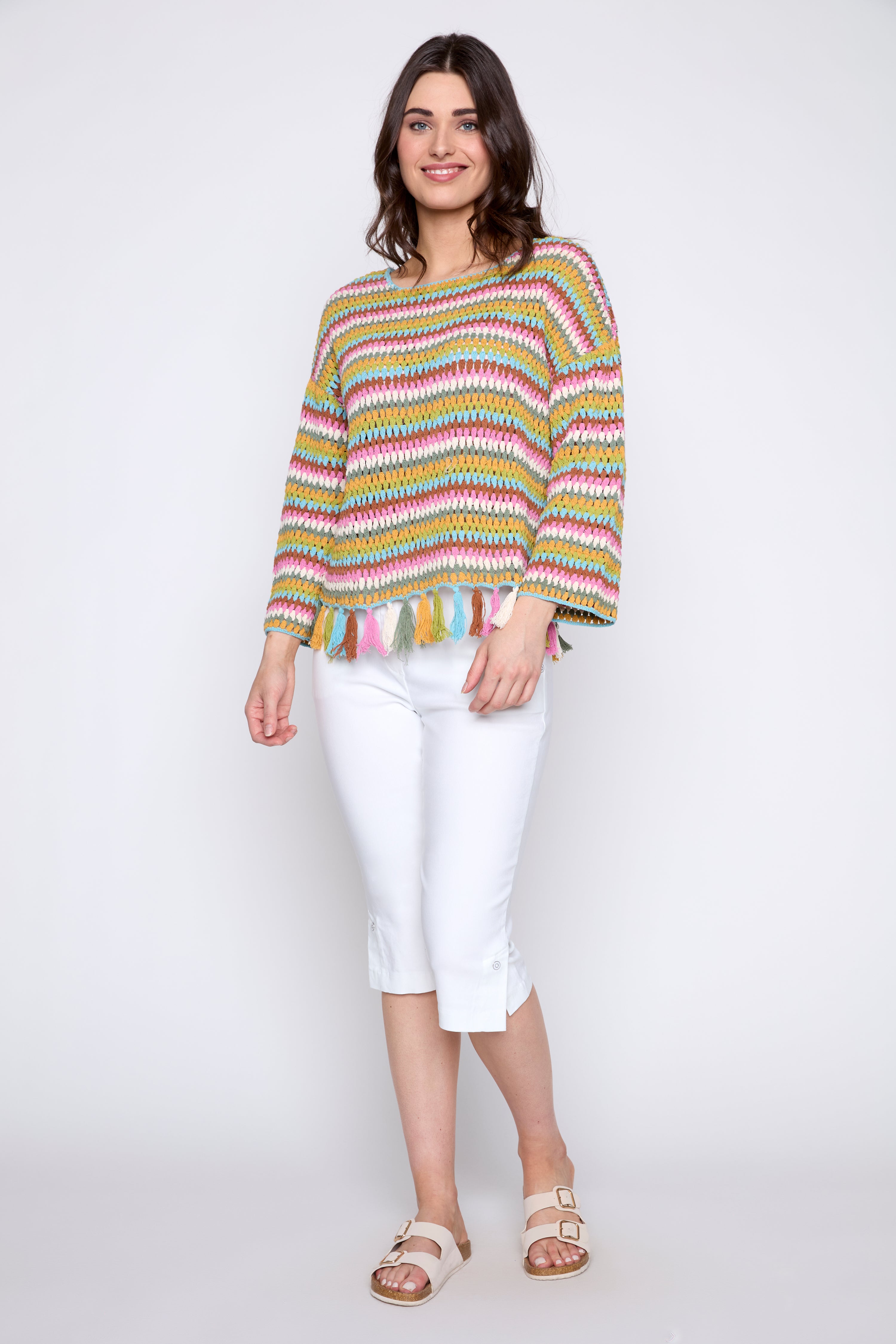 Bell sleeve cotton sweater