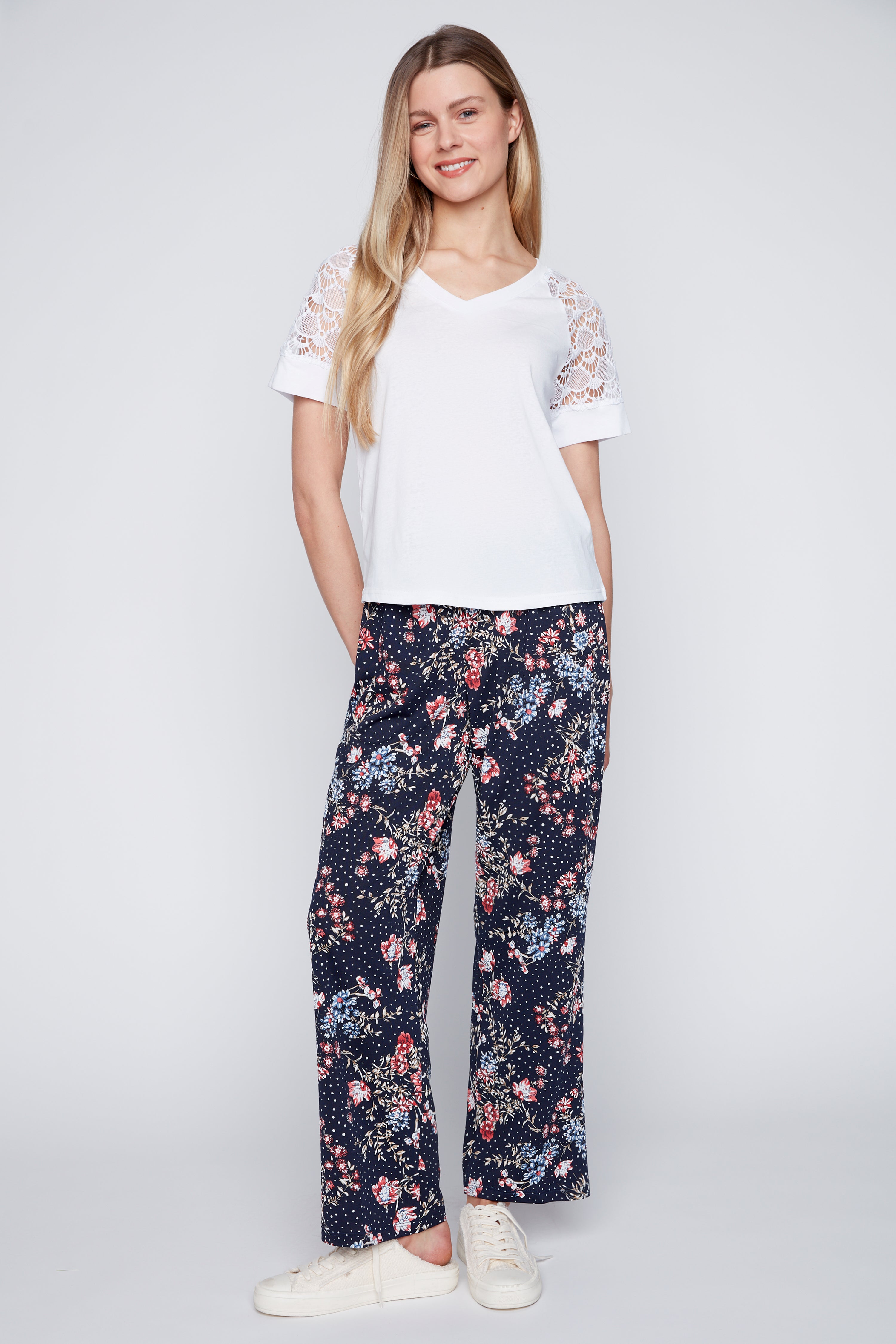 Lace sleeve t-shirt