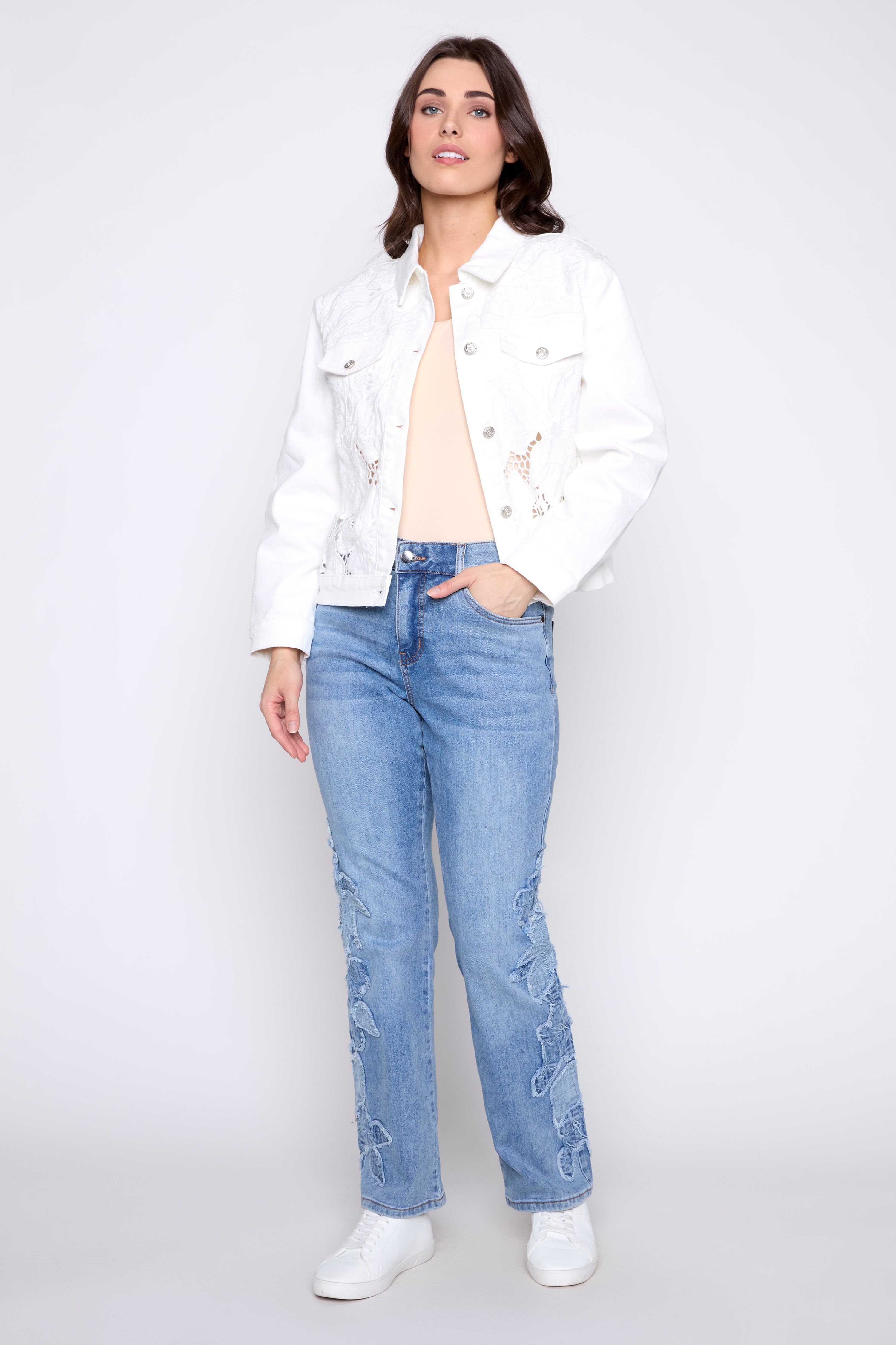 Cut out embroidery floral jacket
