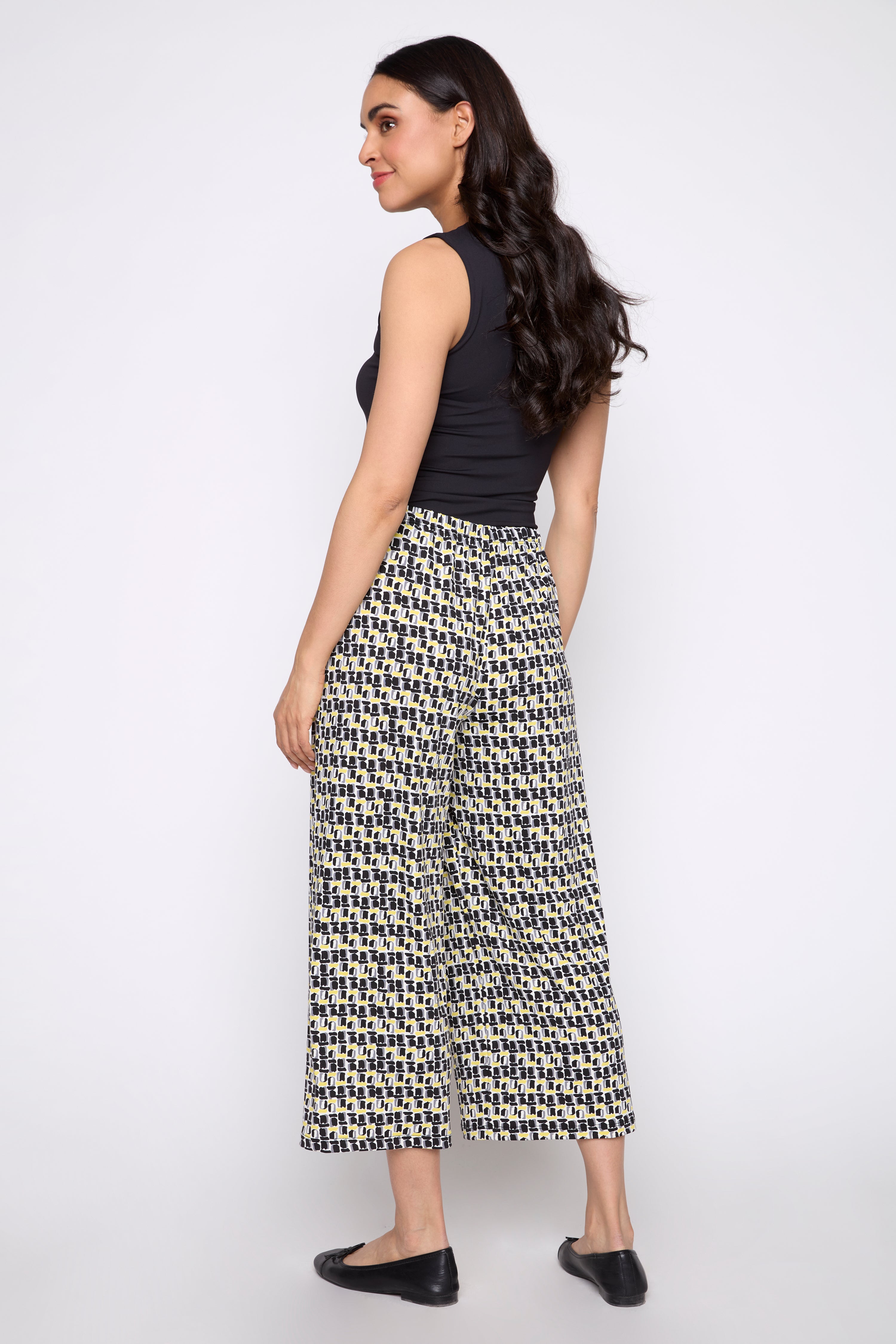 Abstract print gaucho pant