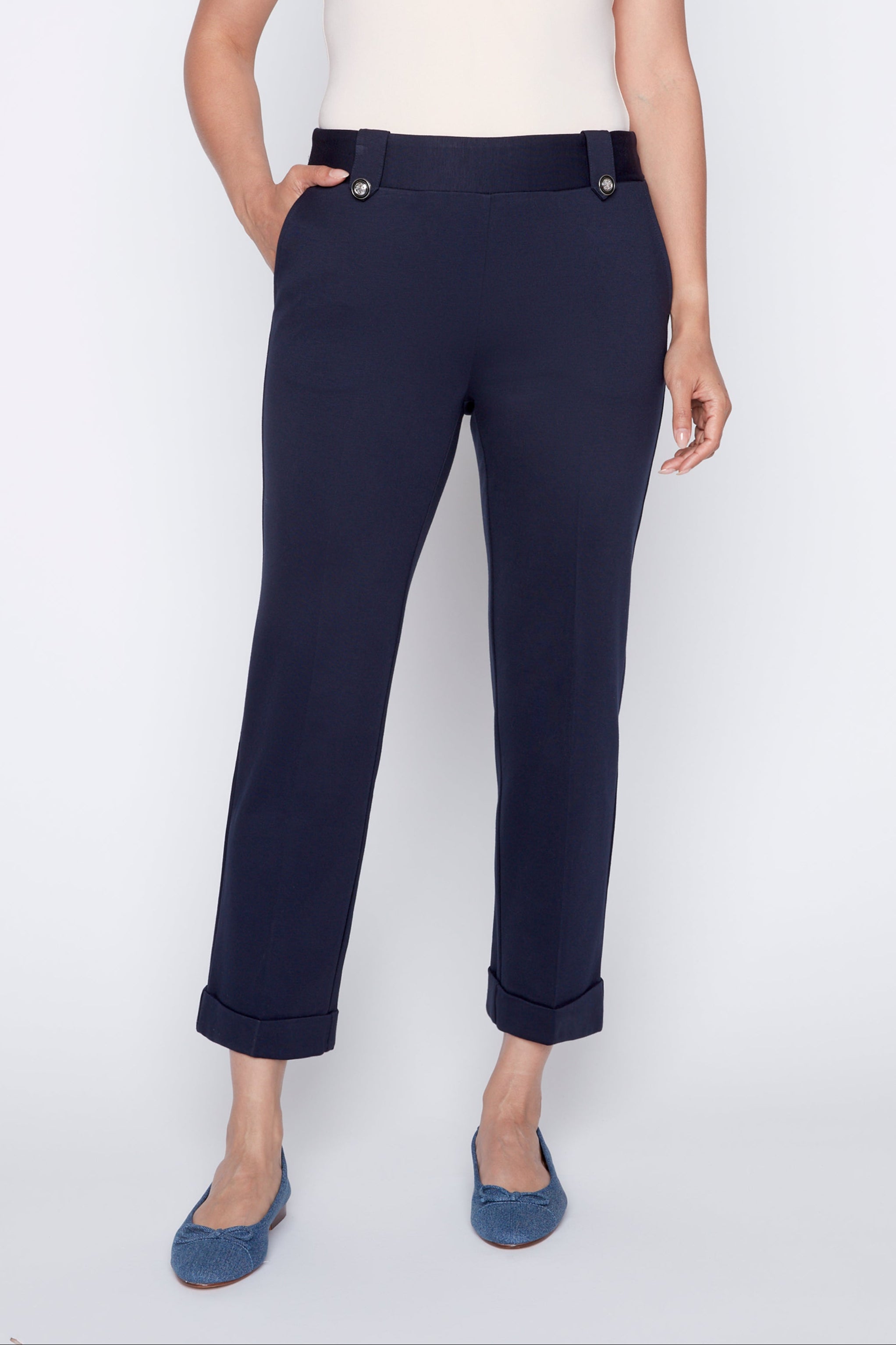 Solid turn cuff pdr pant