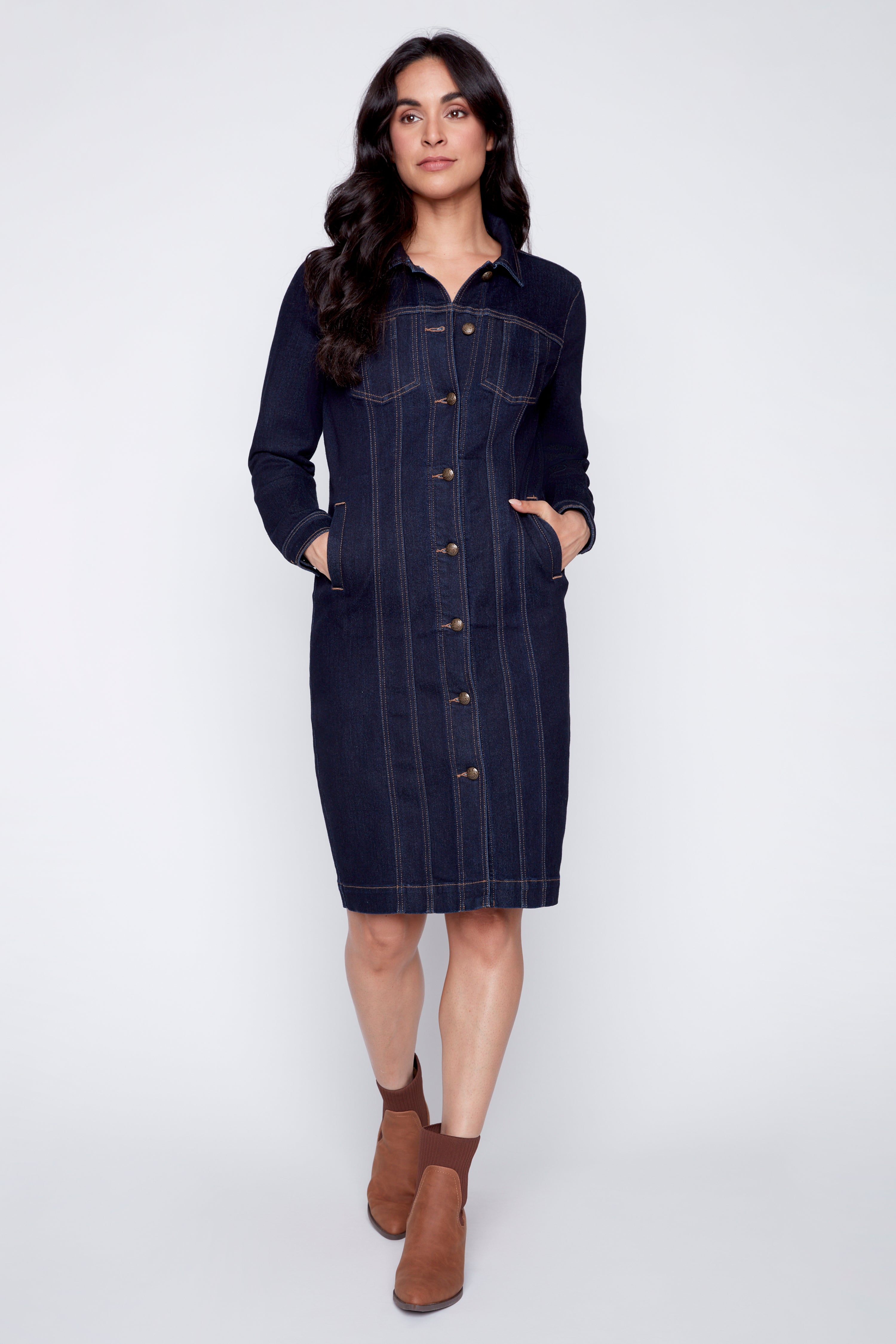 Long denim coatdress