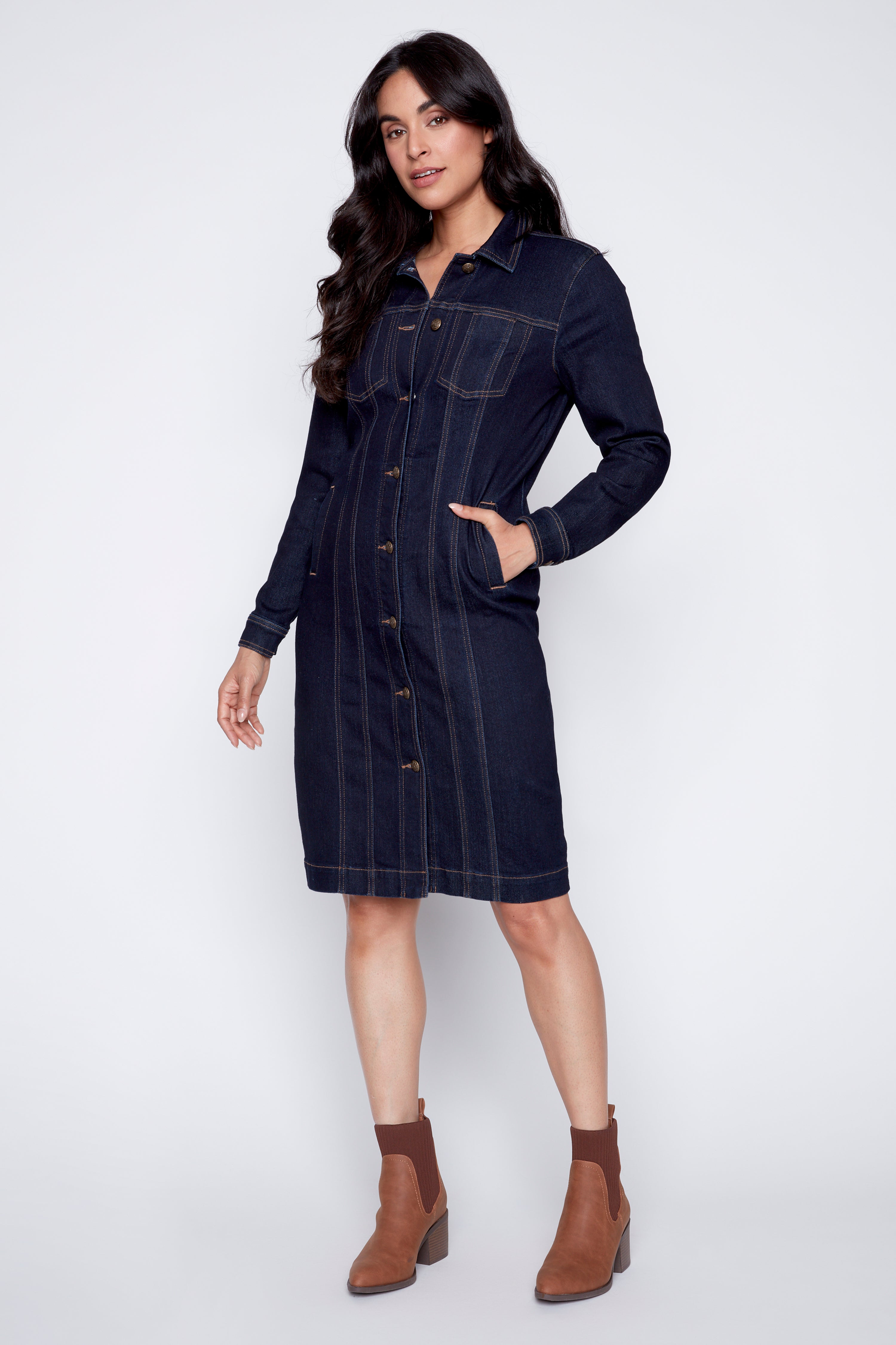 Long denim coatdress