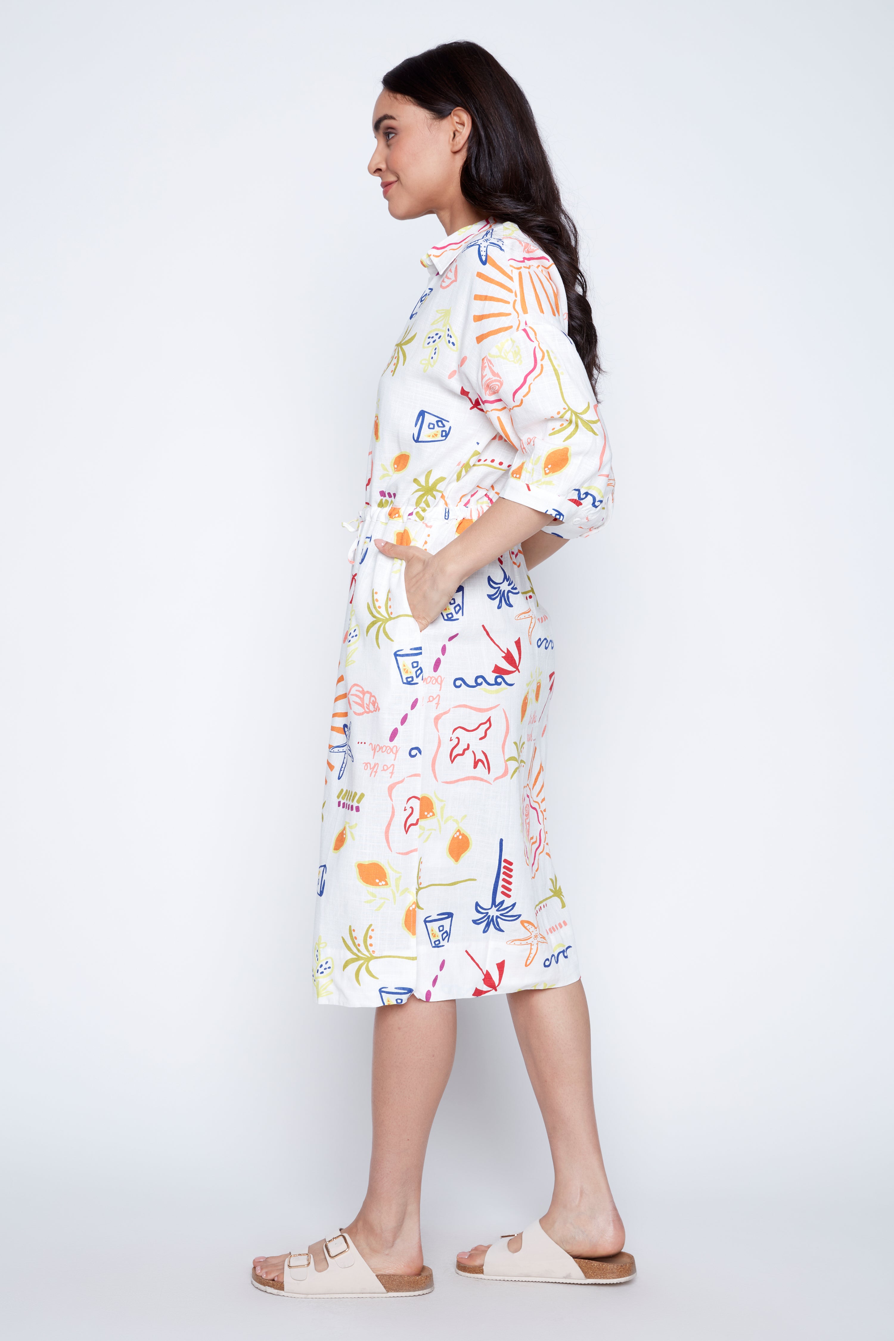 La robe chemise en mélange de lin