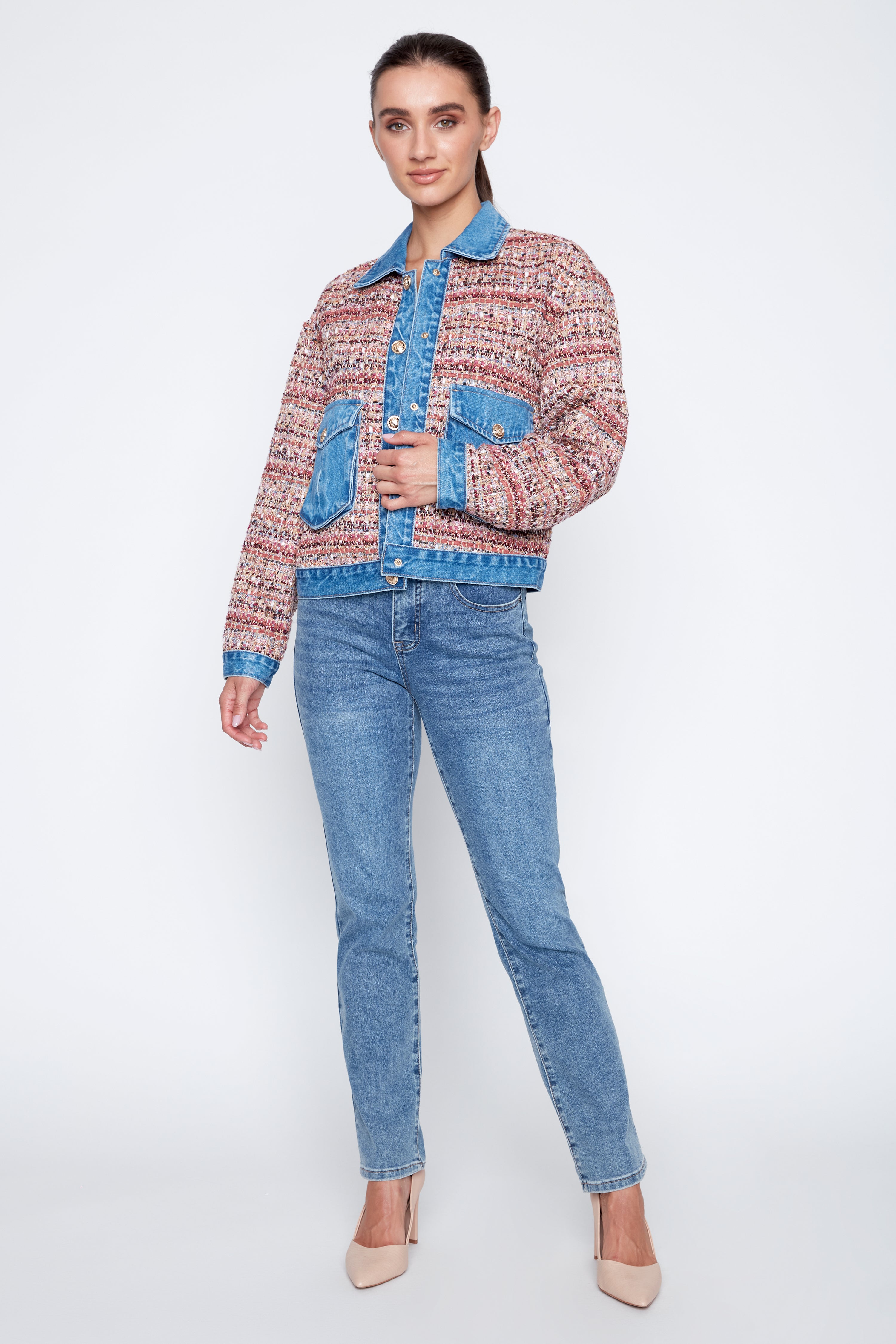 Mix media tweed jacket