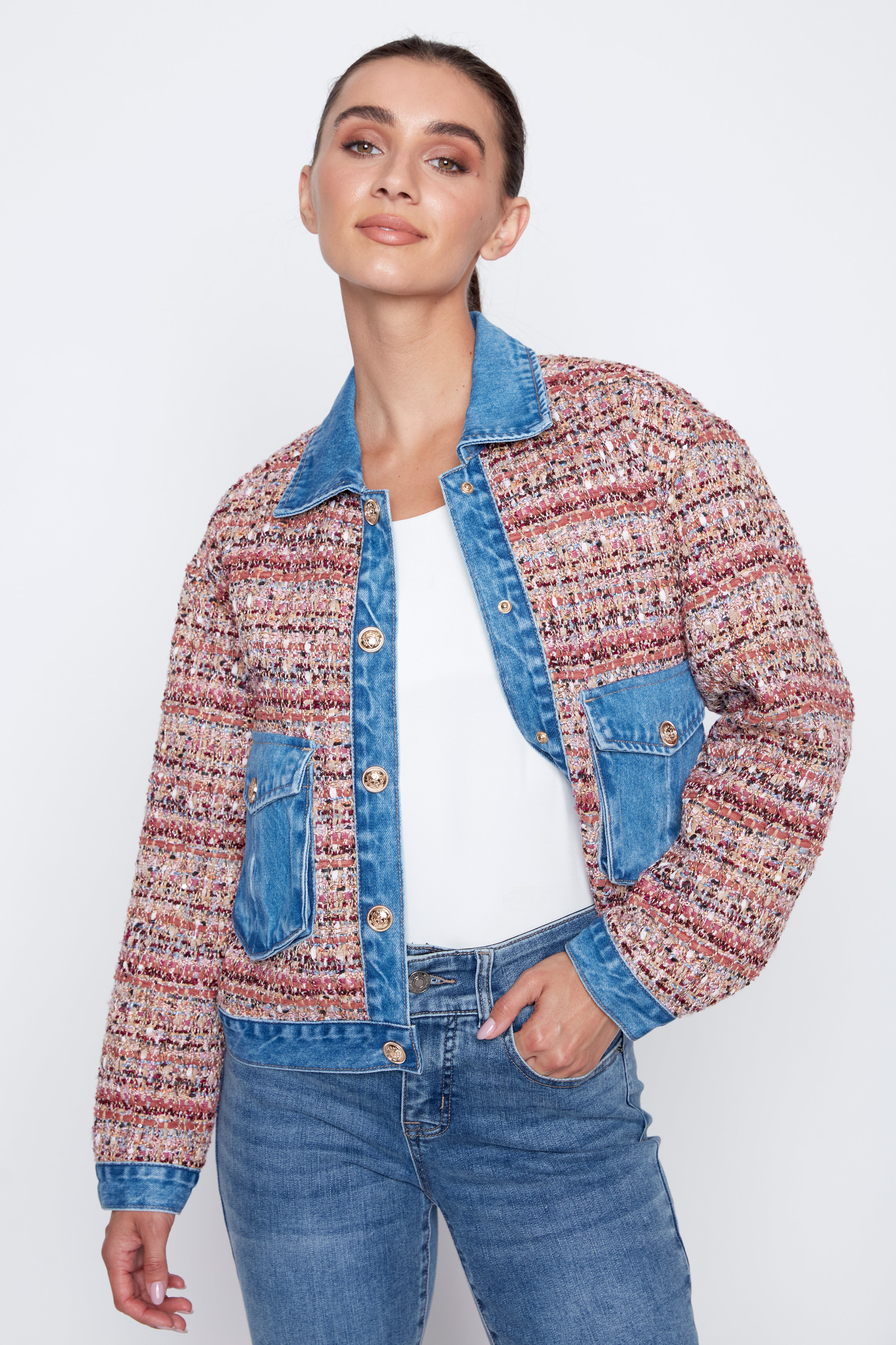 Mix media tweed jacket