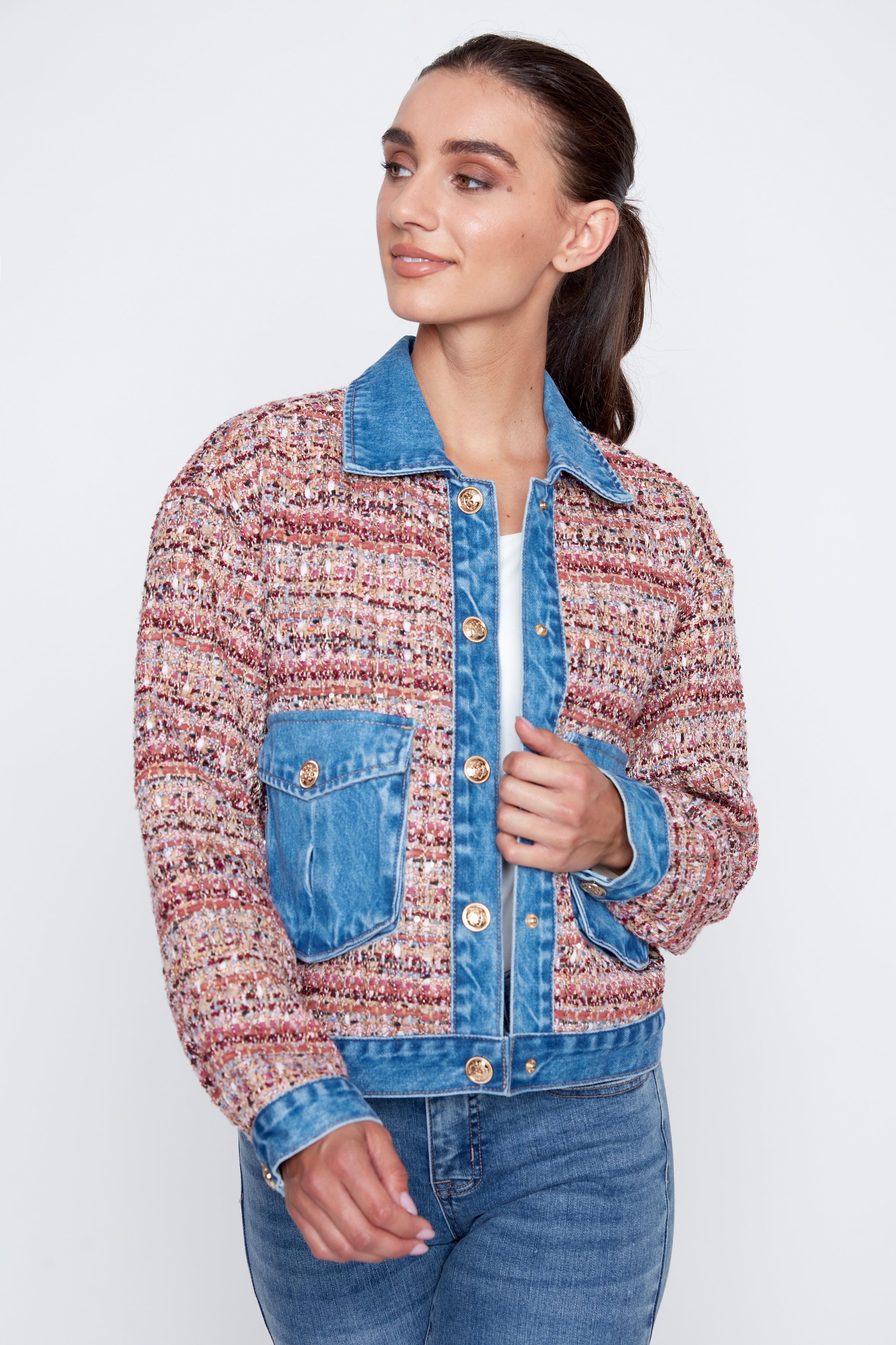 Mix media tweed jacket