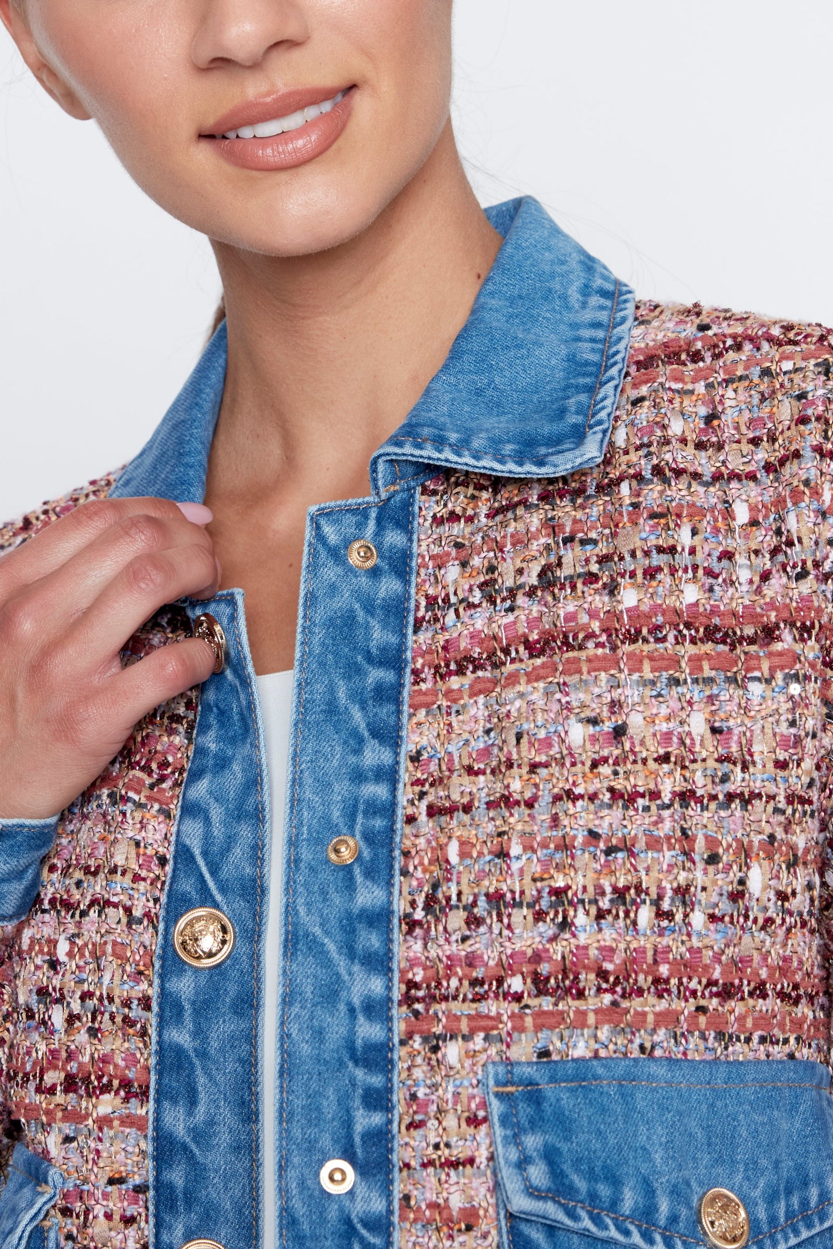 Mix media tweed jacket