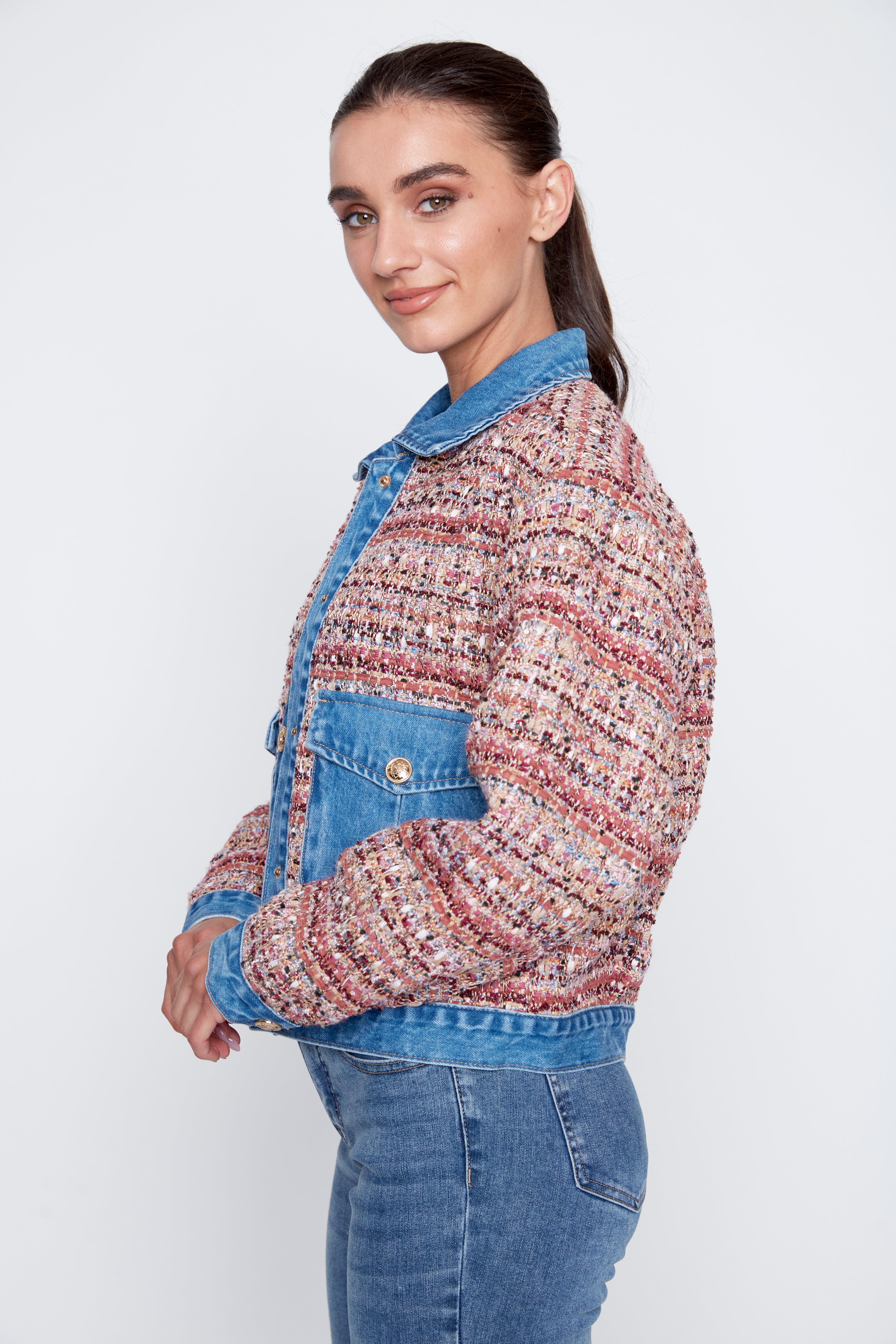 Mix media tweed jacket